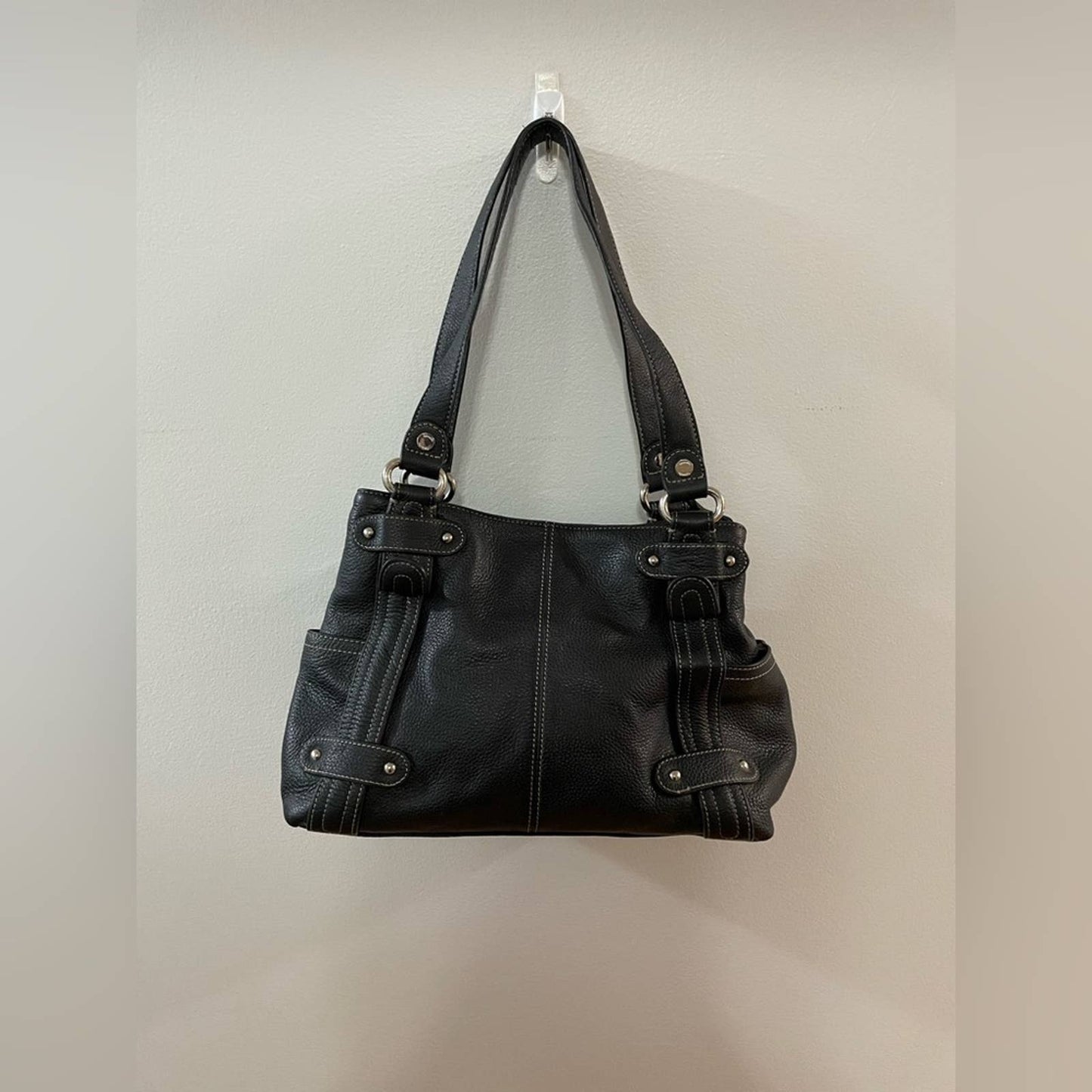 Tignanello Black Leather Hand Bag