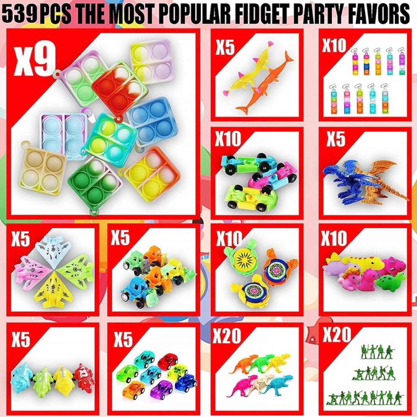 539 PCS Party Favors for Kids 3-5 4-8-12, Fidget Toys Pack, Birthday Gift Toys