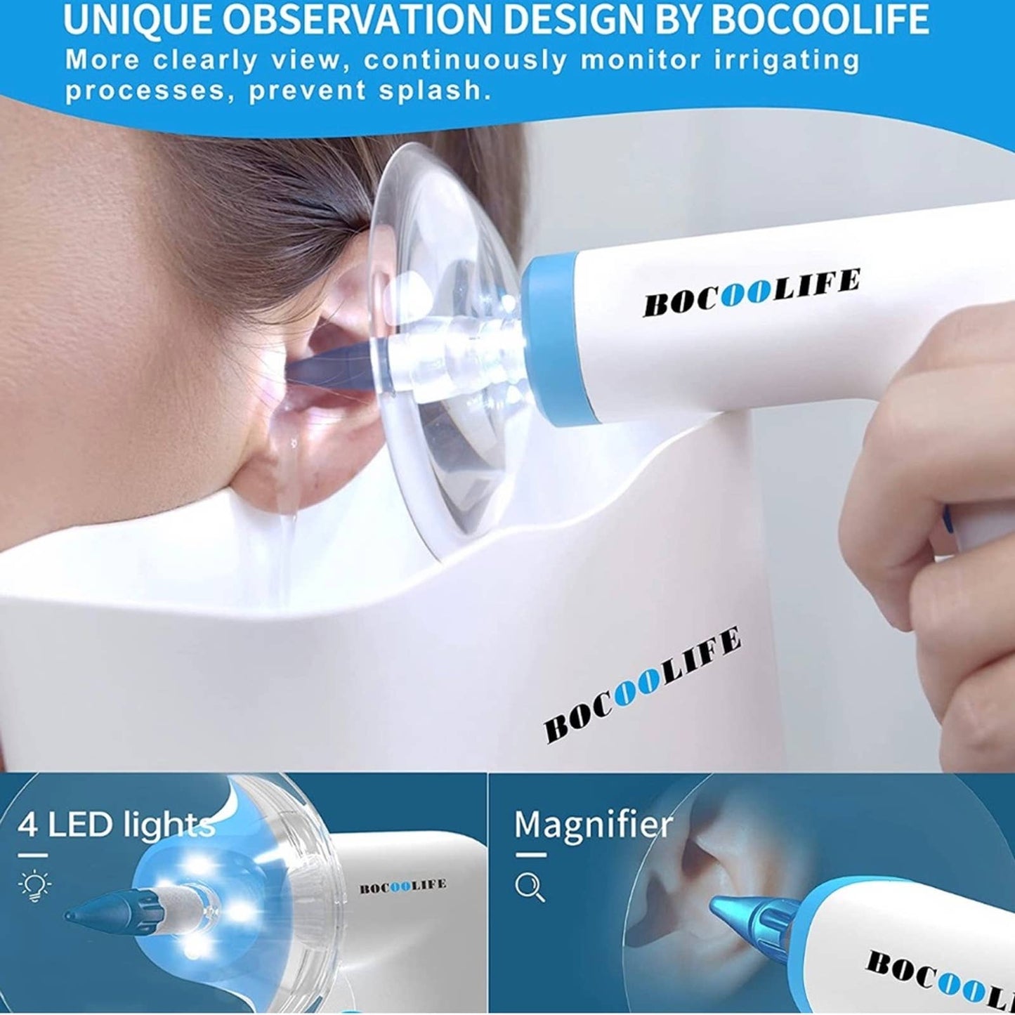 BOCOOLIFE Electric Ear Wax Removal Ear Irrigation Water Cleaner Kit
