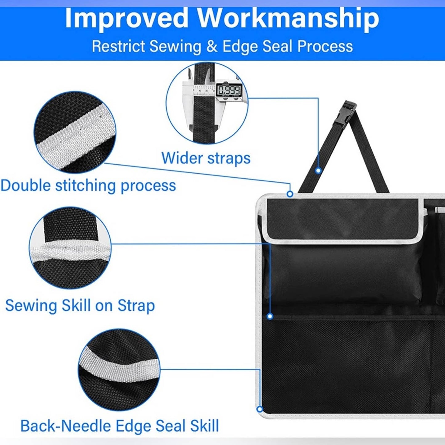 ANUINIT Trunk Organizer for Car Suv Truck Van, Hanging Car Trunk Organizer