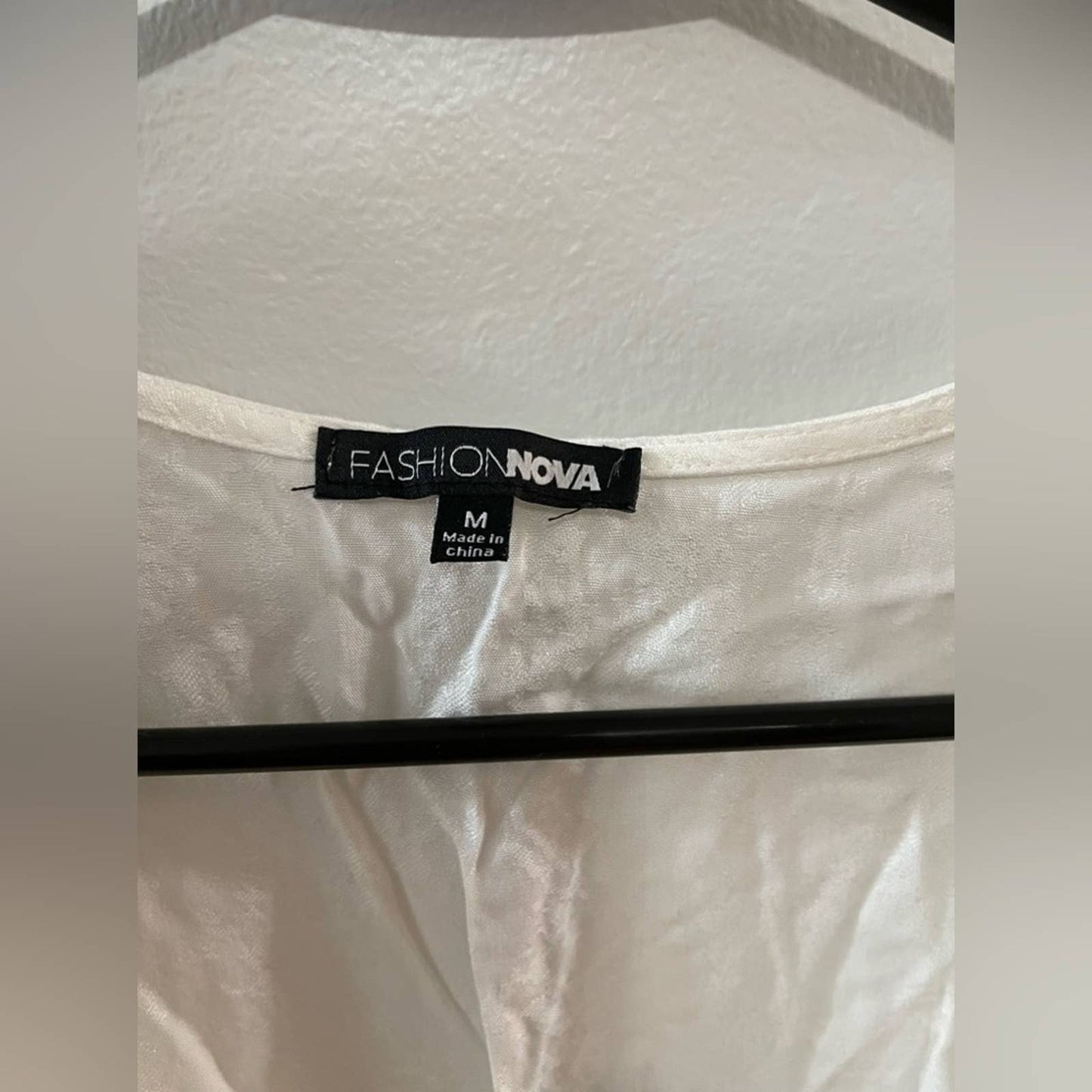 MD White Fashion Nova Cropped Long Sleeve Shirt