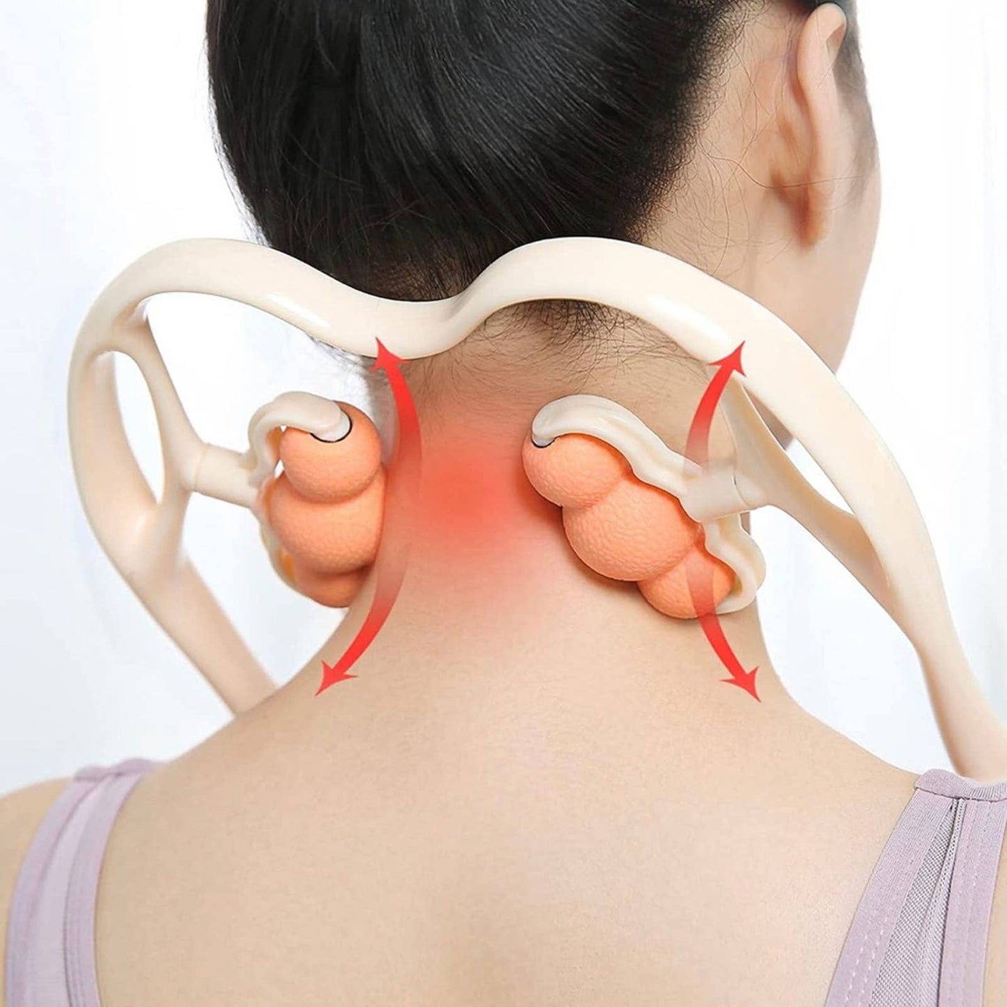 Neck Massager, Rolling and Pressure Point Massager-Orange(6 Massage Roller Ball)