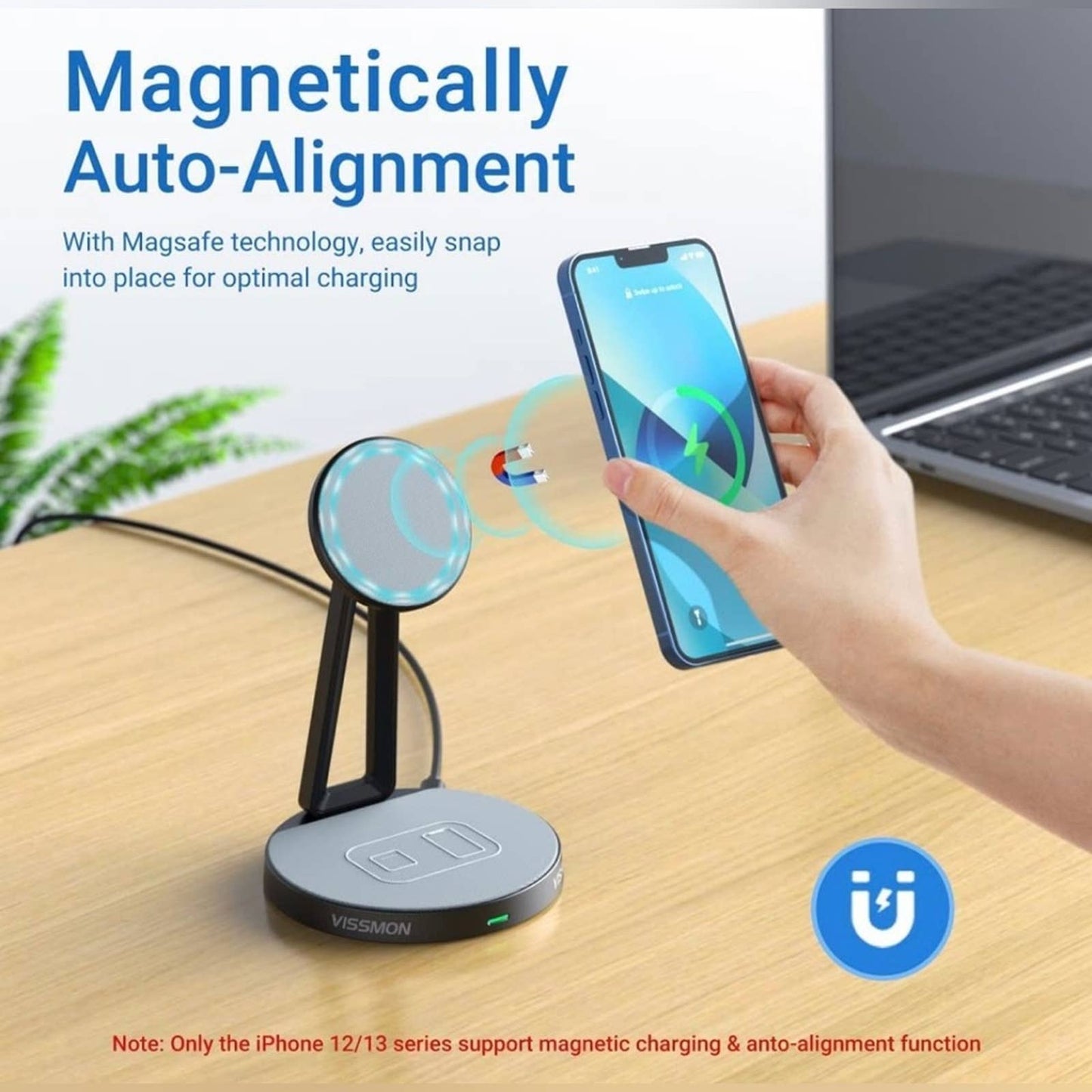 Magnetic Wireless Charger Stand 2 in 1 Wireless Compatible with MagSafe Charge