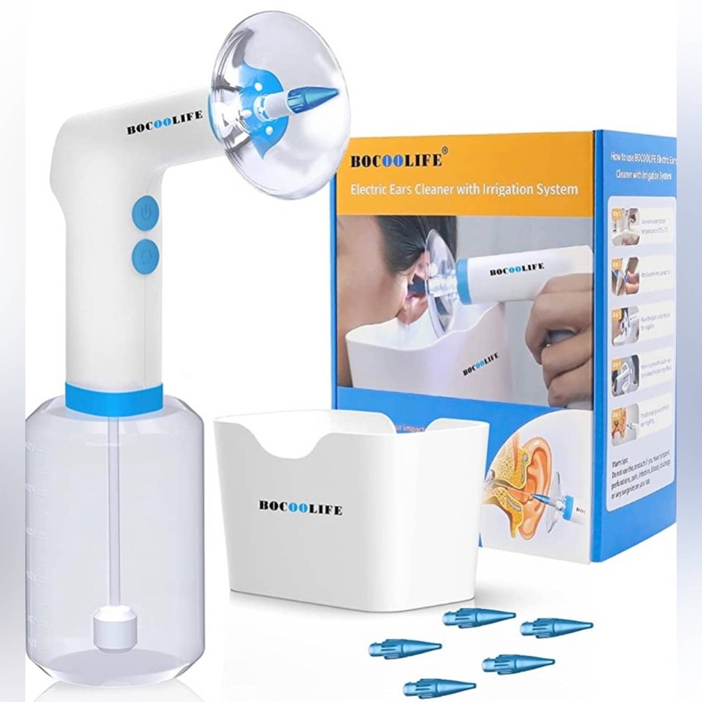 BOCOOLIFE Electric Ear Wax Removal Ear Irrigation Water Cleaner Kit
