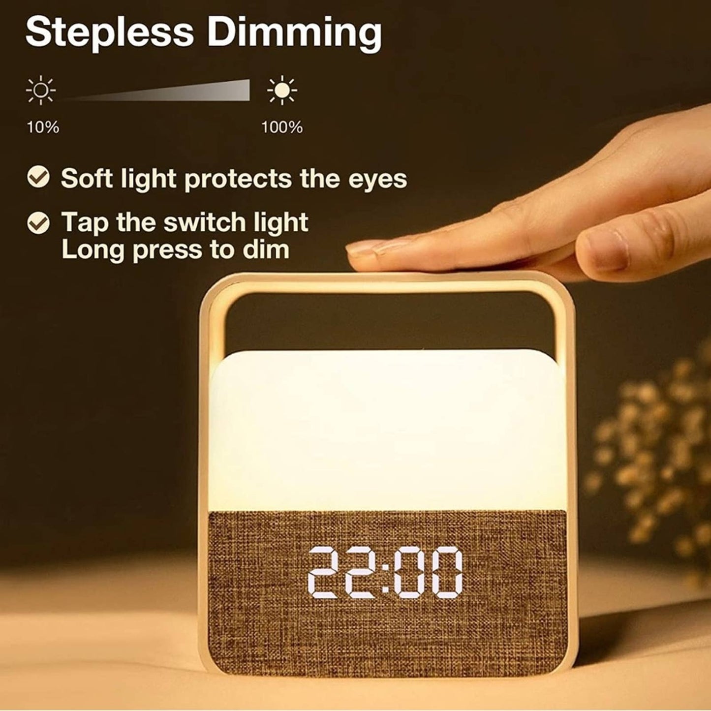 Kintion Alarm Clock Night Light for Childrens/Teenager, Portable Night Light