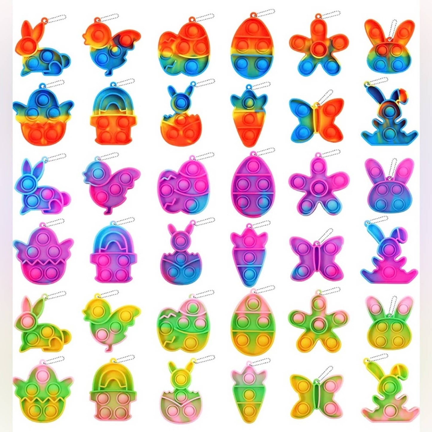 AHEYE 36Pcs Easter Mini Push Pop Bubble Fidget Toy