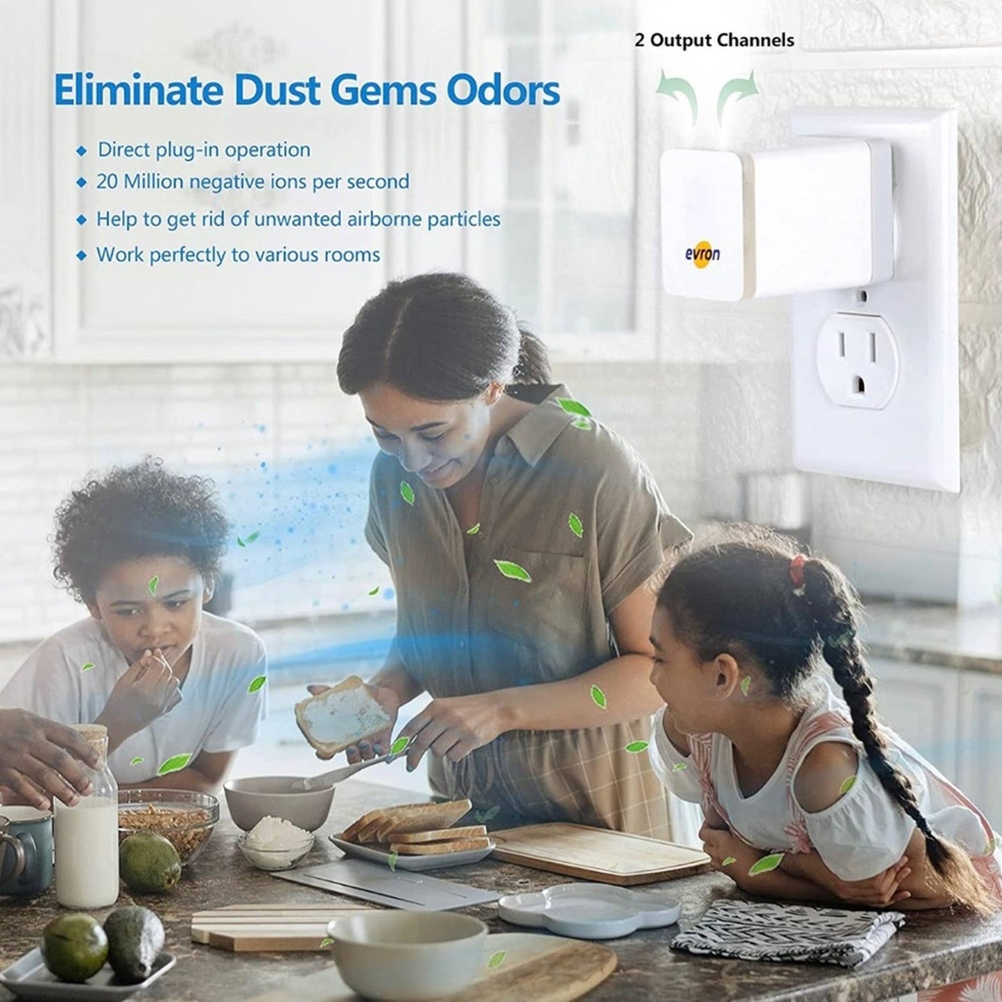Evron Air Ionizers for Home,Negative Ion Plug In Filterless Folding Prongs