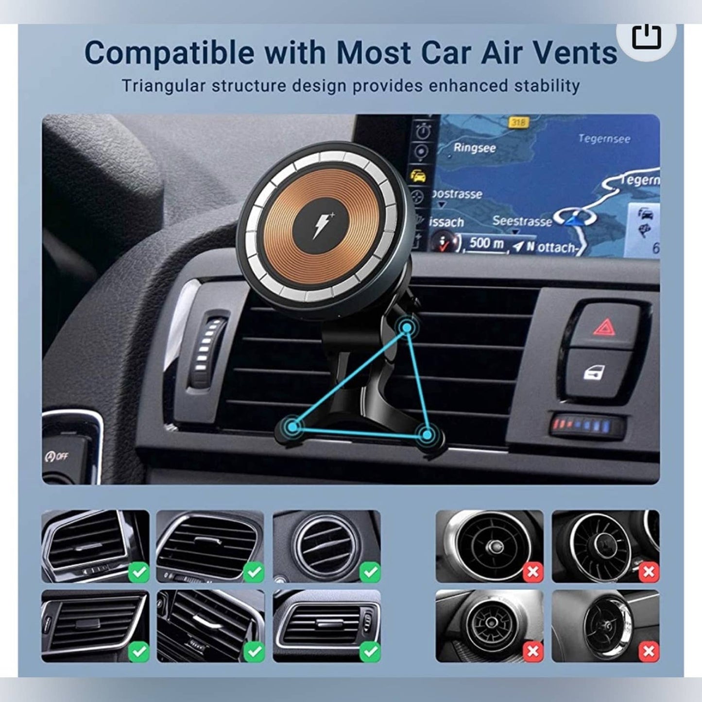 Magnetic Wireless Car Charger, Wireless Car Charger Mount, Magsafe Car Charger