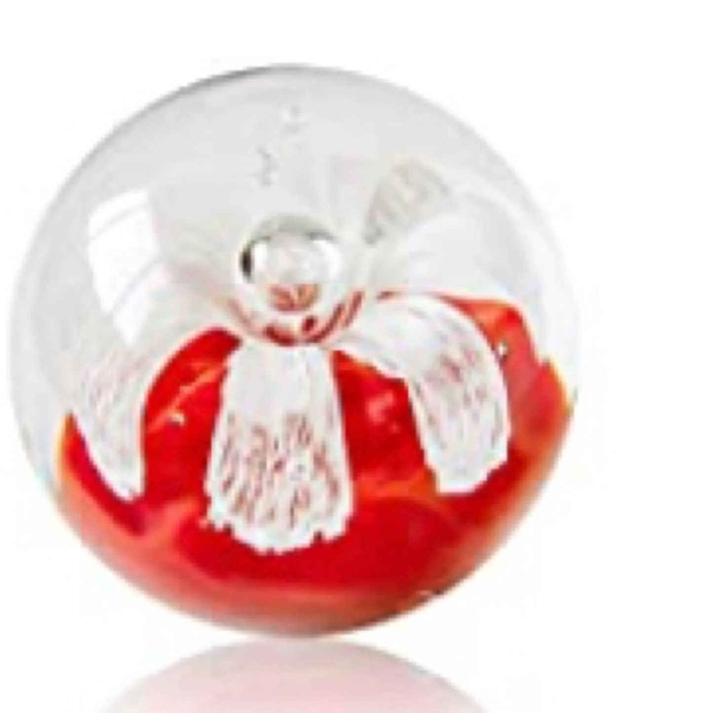 kangming Handmade Blown Glass Art Anemone Paperweight(Present a Gift Box) red