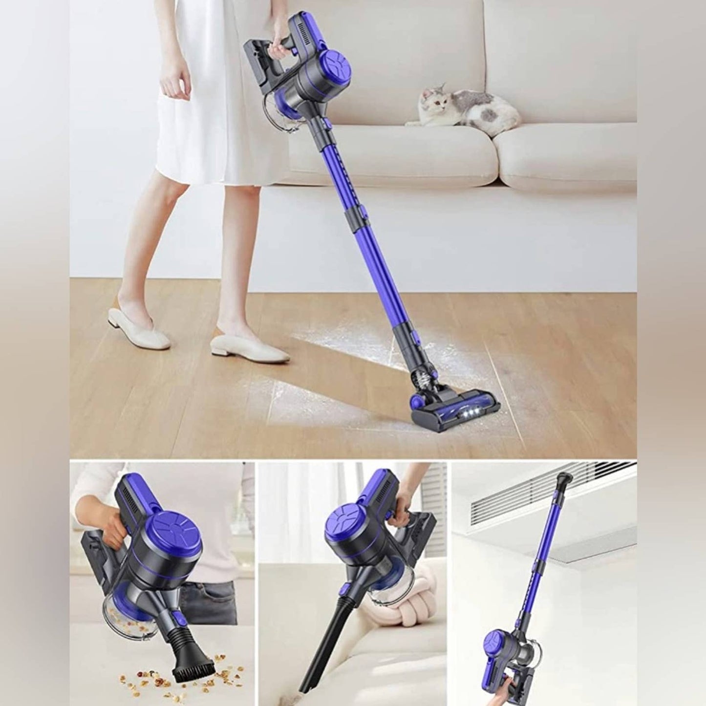 EICOBOT Cordless Vacuum Cleaner,20Kpa Powerful Suction Stick Vacuum