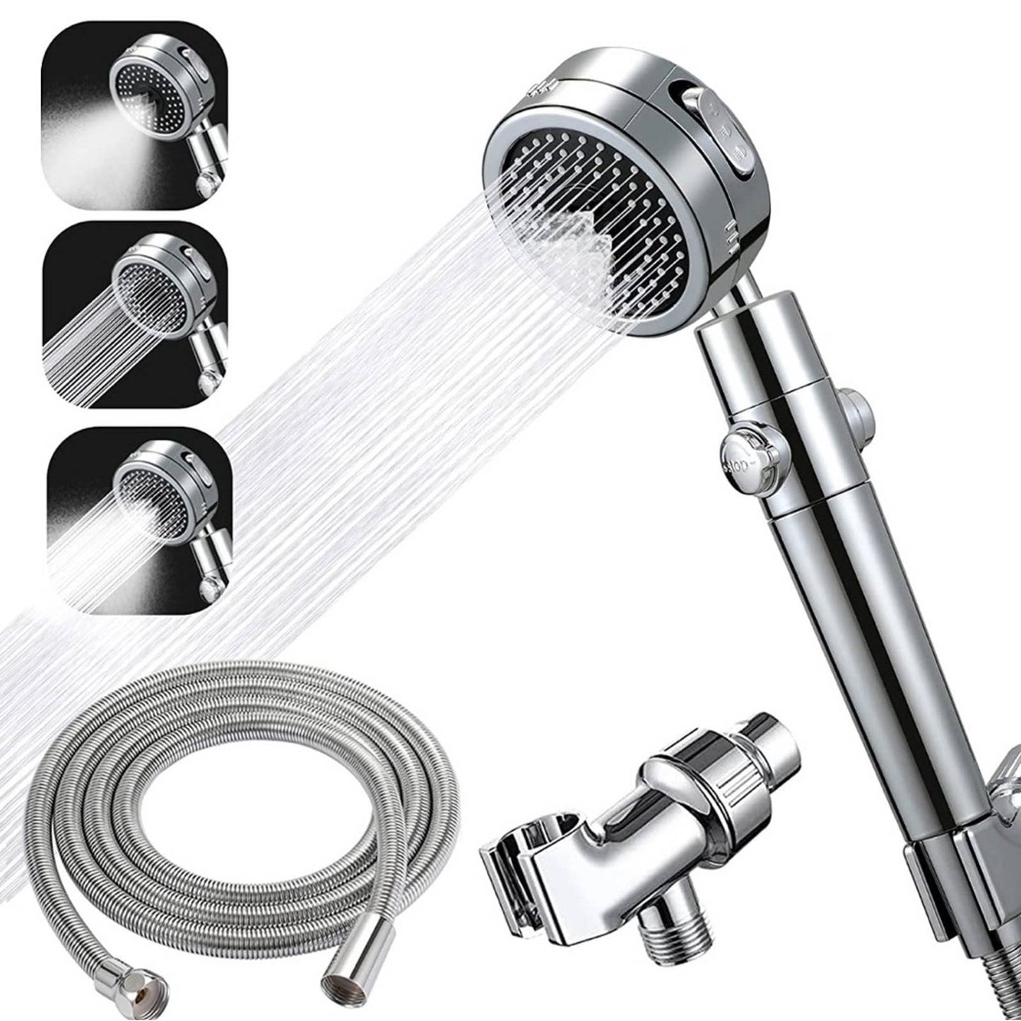 High Pressure Shower Head Set ,3 Modes Handheld Rain showerhead with ON/OFF