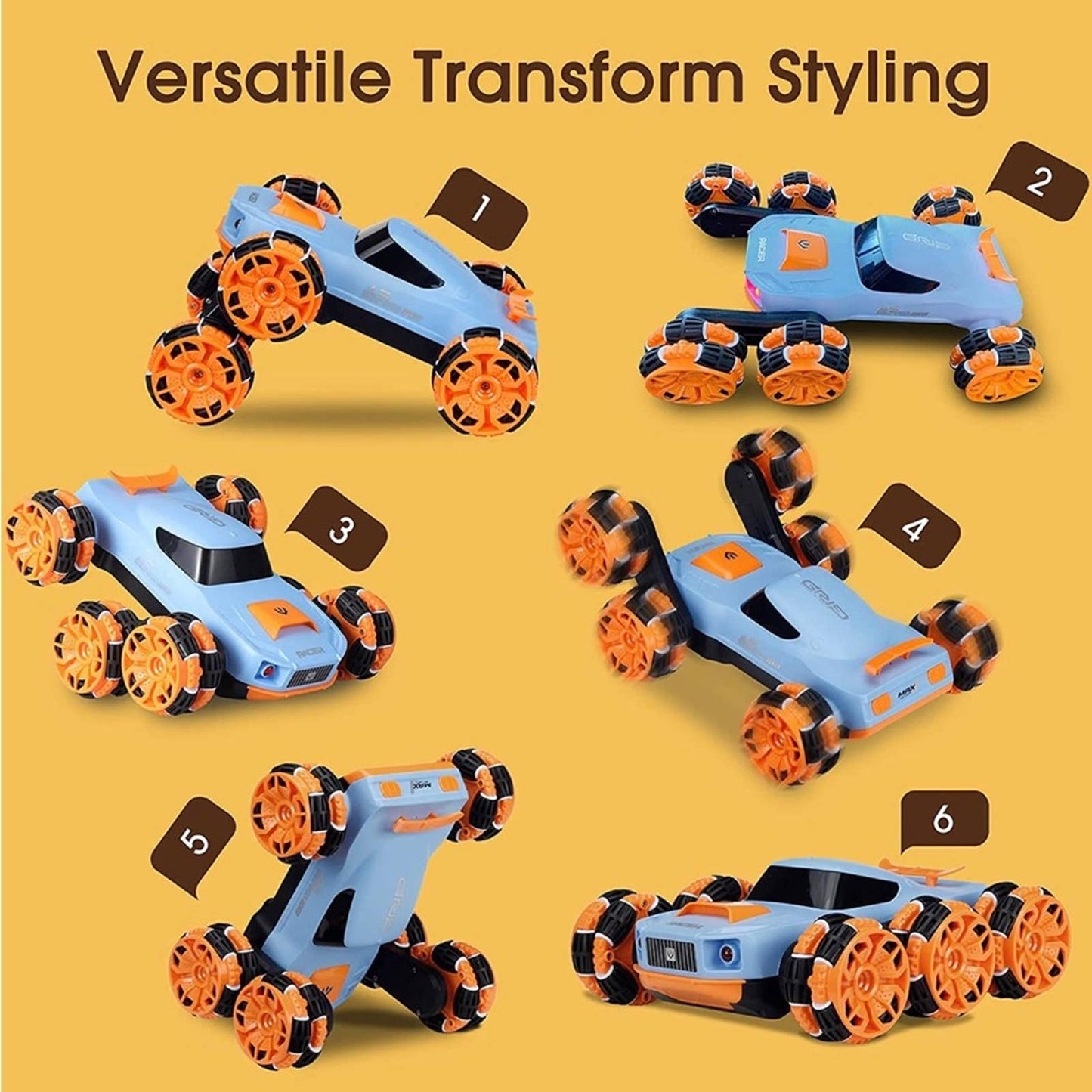 6WD Remote Control Car, RC Stunt Car 360°Rotating, Drifting, Lights, Music