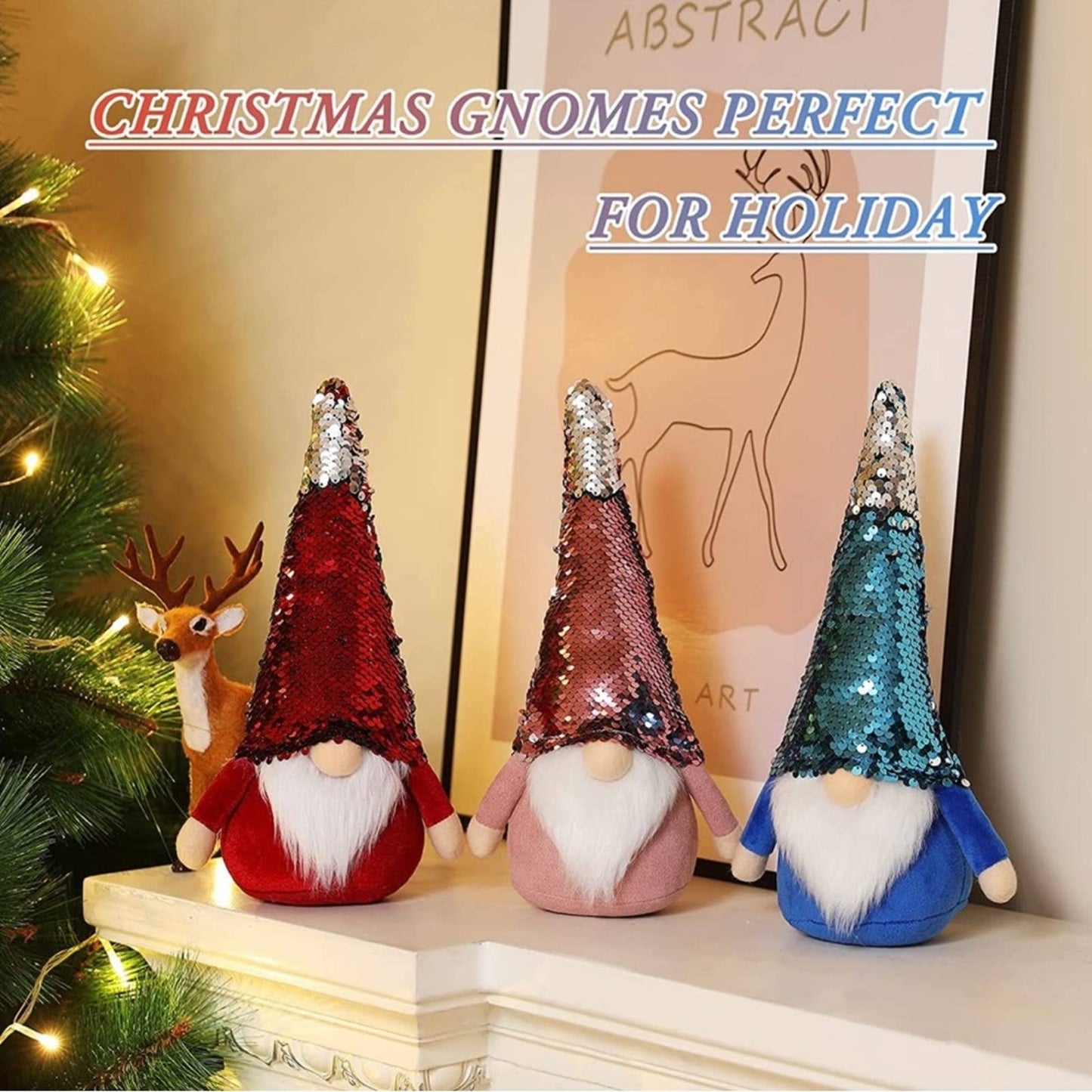 Christmas Gnomes Decor - Flip Sequins Sparkle Gnomes - Gnomes Decoration Red 1PC