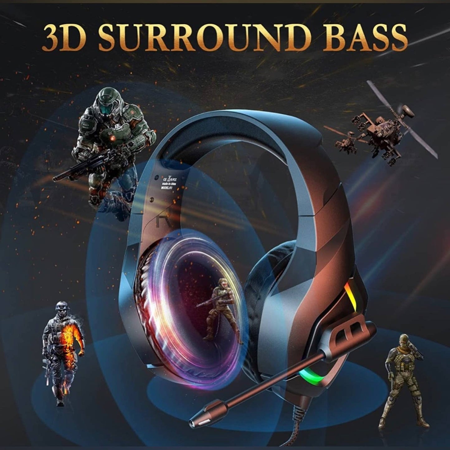 Gaming Headset for PS4 PS5 Xbox one PC, PS4 Headset with Noise Cancelling Mic