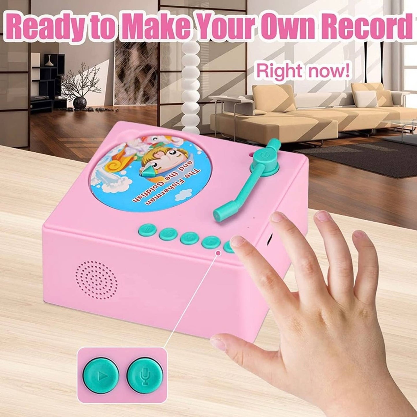 YLL Music Toys Kids Baby Phonograph Gift,Classic Record Player Set (Pink)