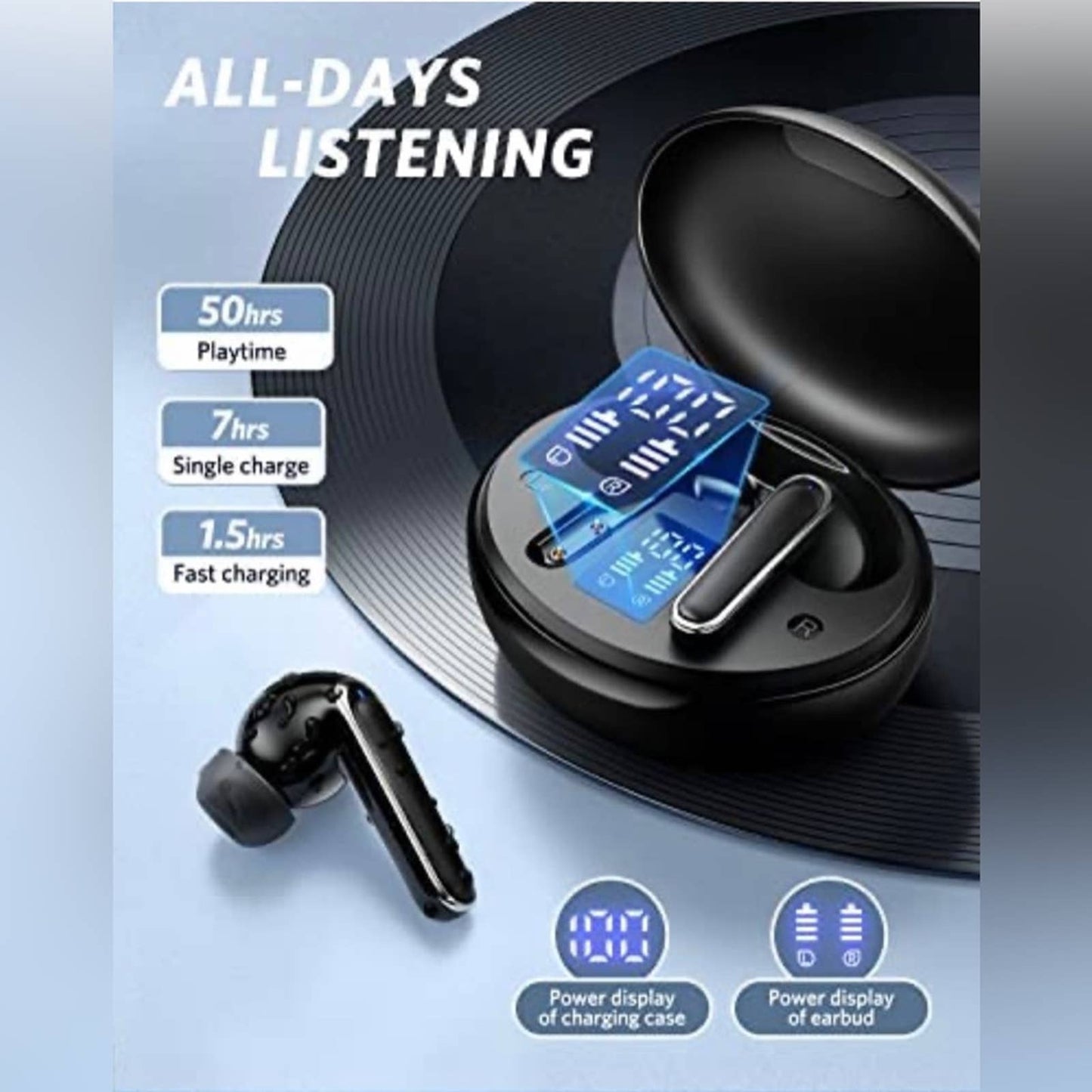 Earbuds Wireless Bluetooth Headphones LED Power Display in Ear Headset Bluetooth