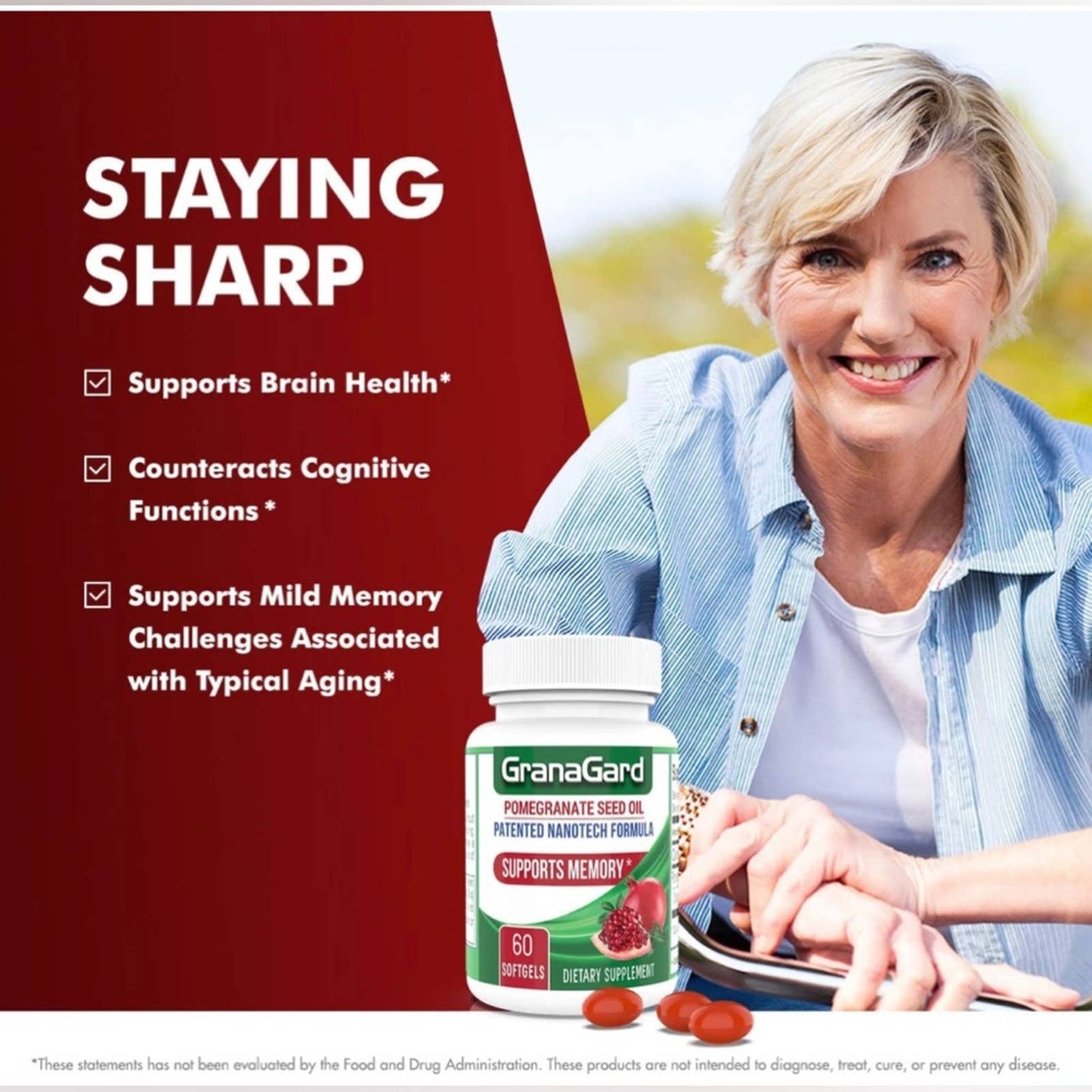 GranaGard Omega 5 Pomegranate Seed Oil, Patented Nanotech Brain Health