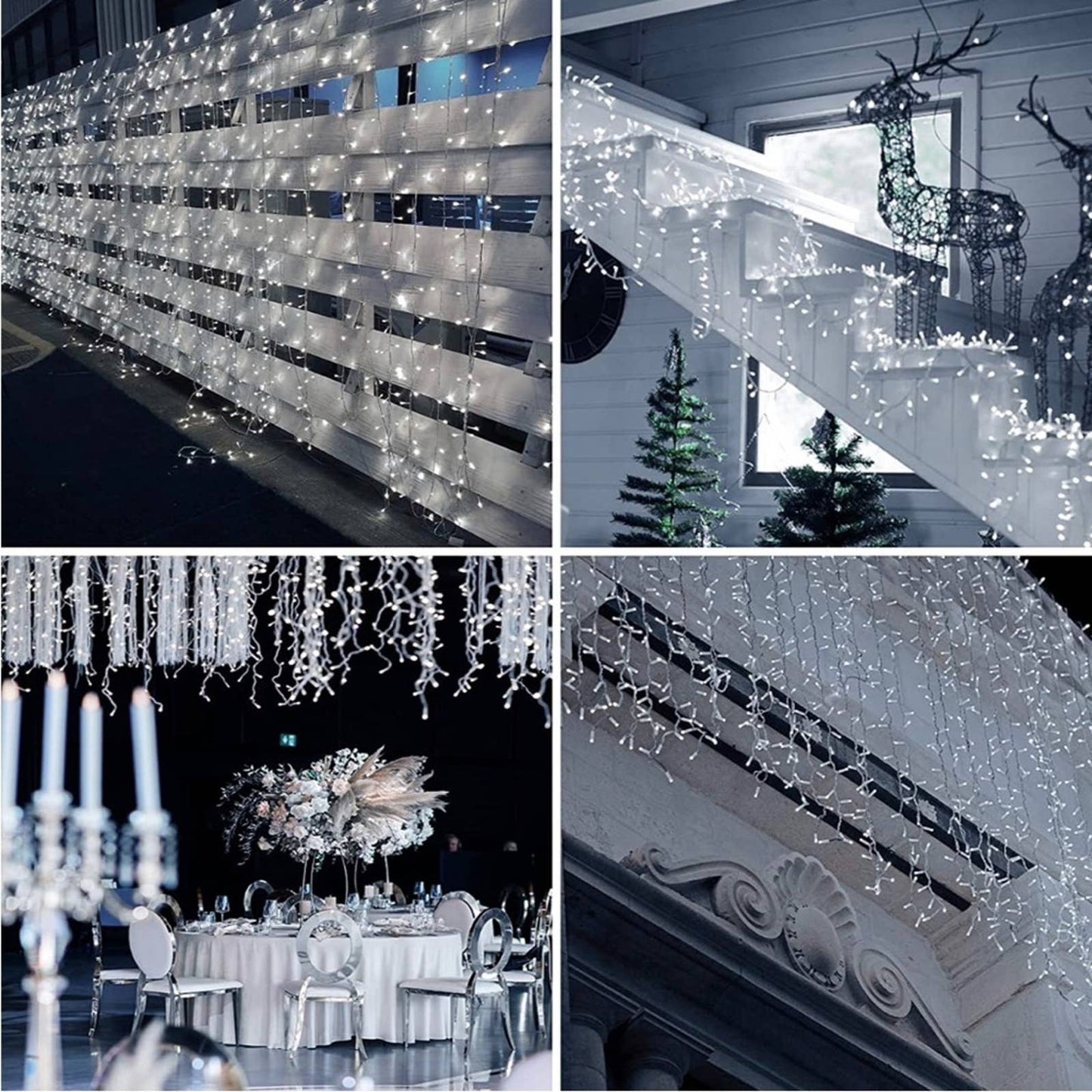 Christmas Icicle Lights Outdoor 37.41Ft 720 LED 144 Drops, Cold White