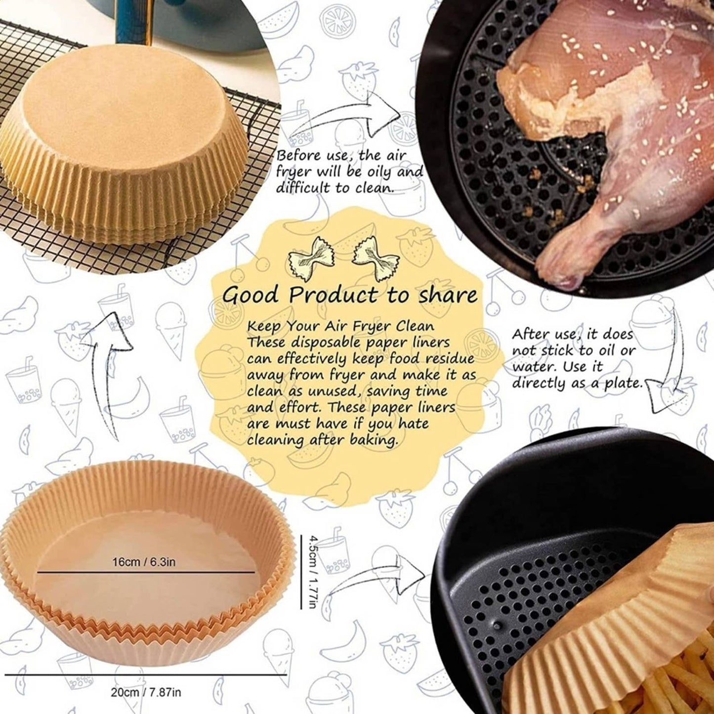 Air Fryer Disposable Paper Liner 100PCS Round Air Fryer Paper Liners 6.3 Consign