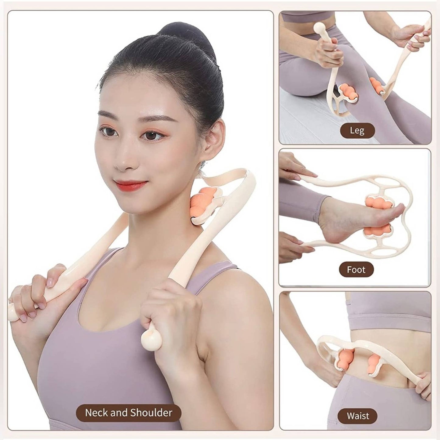 Neck Massager, Rolling and Pressure Point Massager-Orange(6 Massage Roller Ball)