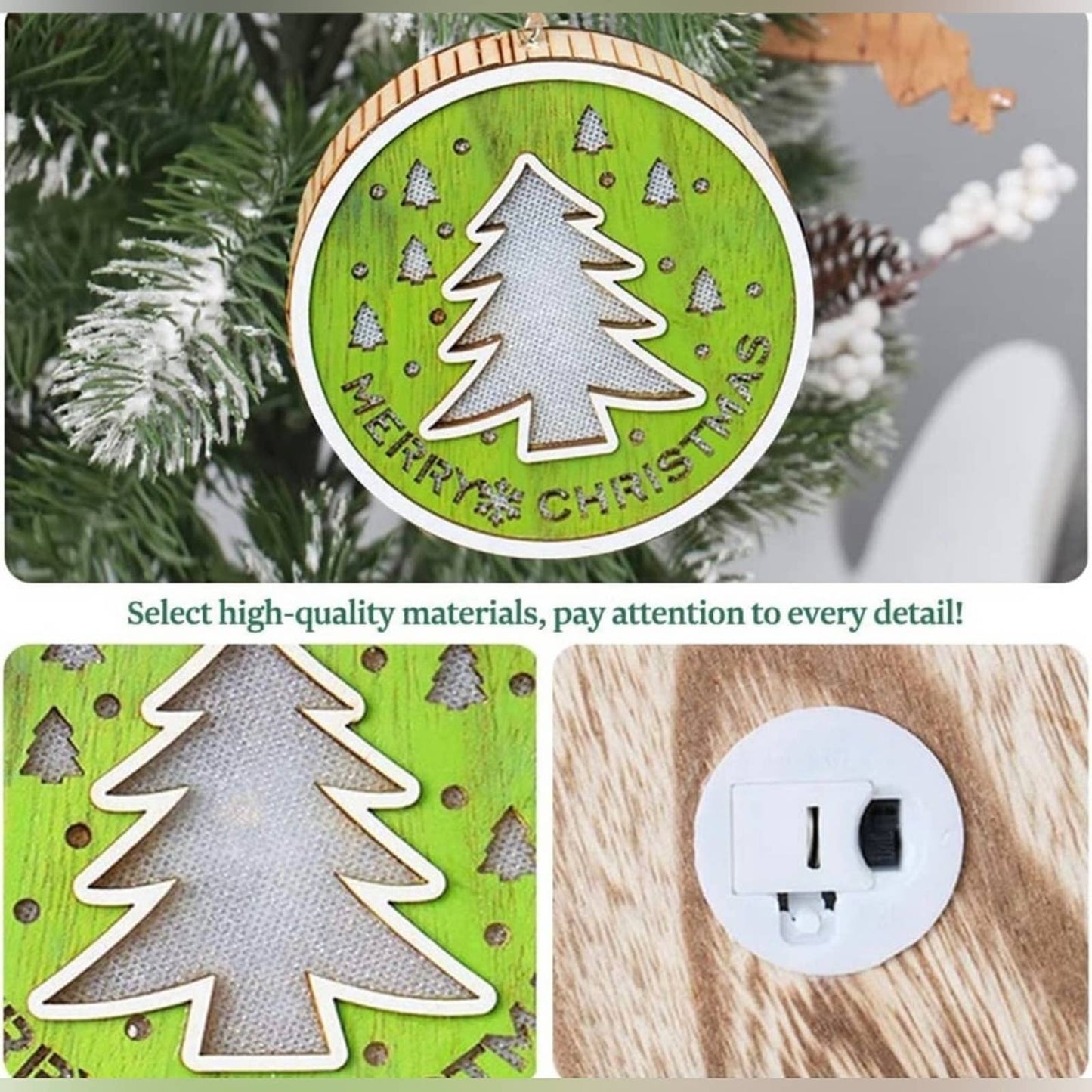 TOBENUB Christmas Decorations, Wooden Christmas Ornaments for Hanging Decoration