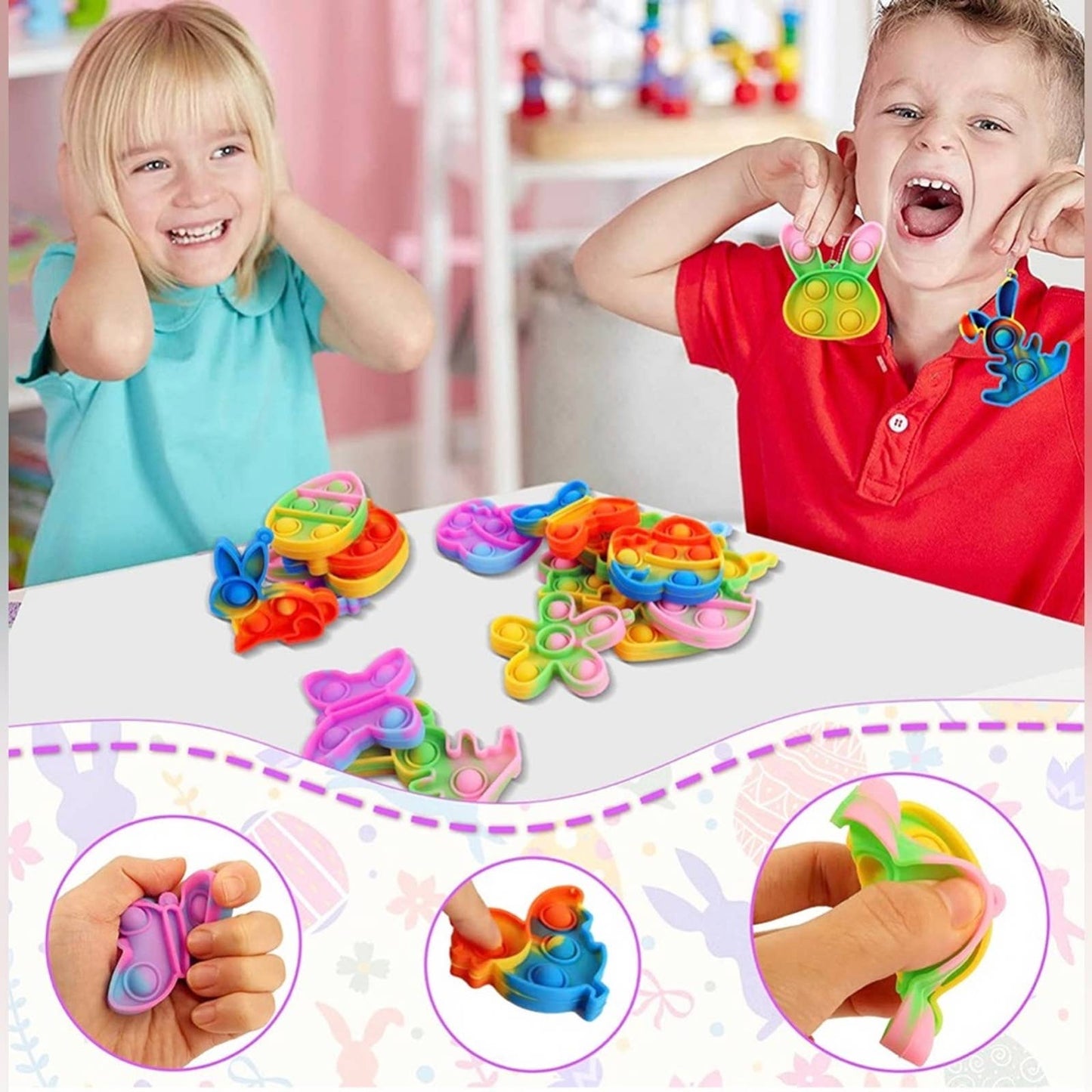 AHEYE 36Pcs Easter Mini Push Pop Bubble Fidget Toy