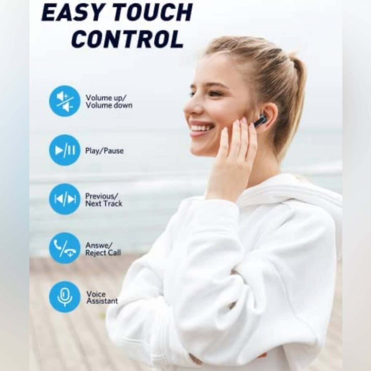 Earbuds Wireless Bluetooth Headphones LED Power Display in Ear Headset Bluetooth