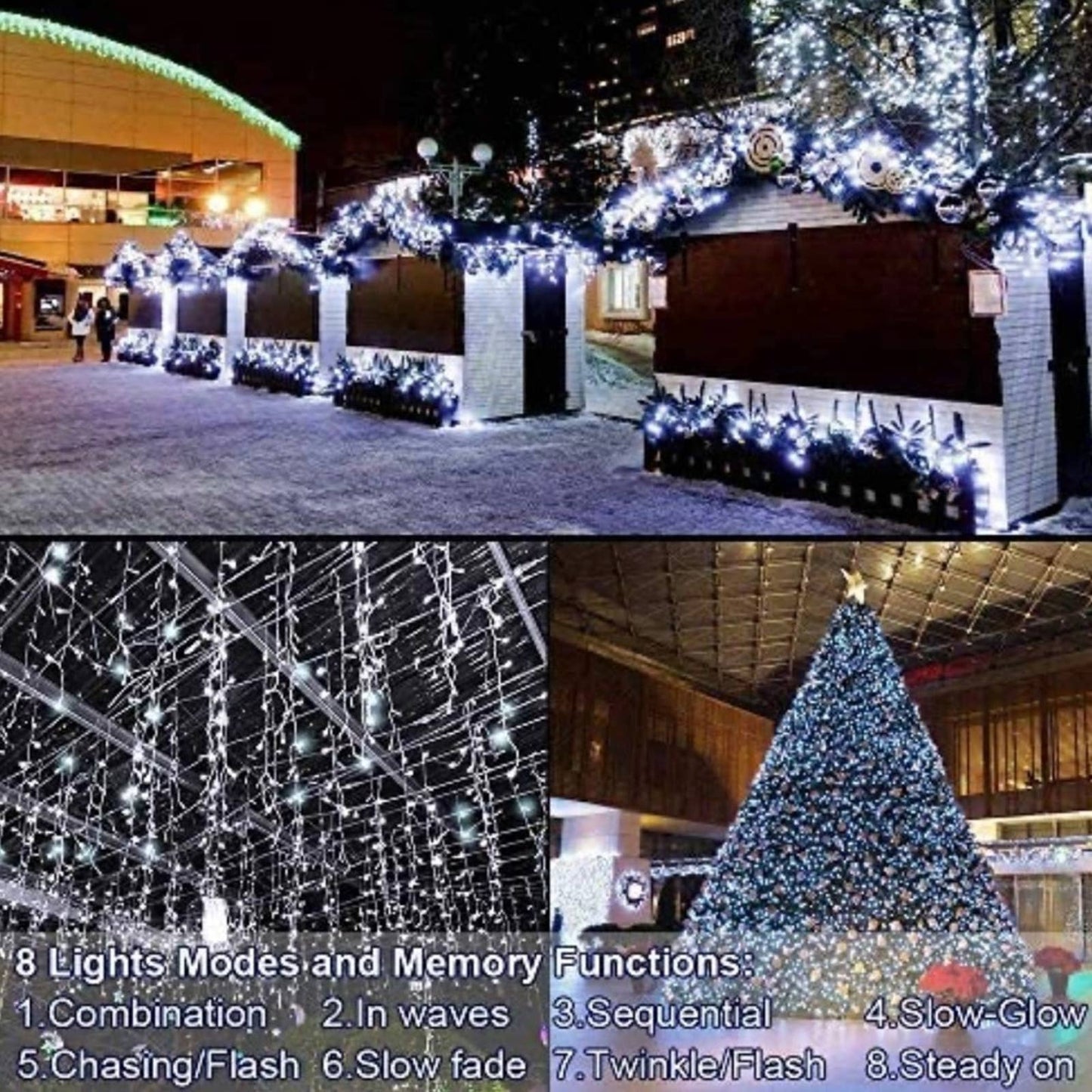 BlueBala LED Outdoor String Lights - Weatherproof (100FT/300LED, Cool White)
