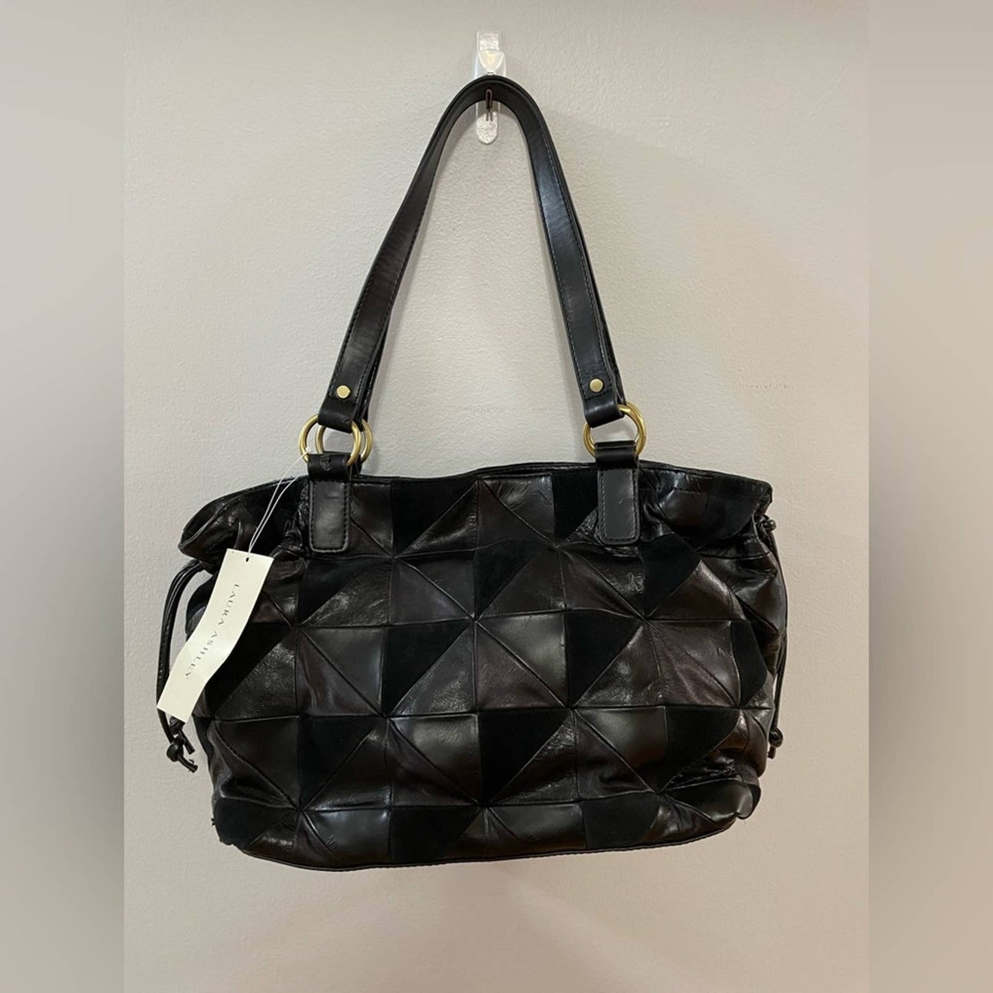 NWT (Damaged) Laura Ashley Black Leather Shoulder Bag