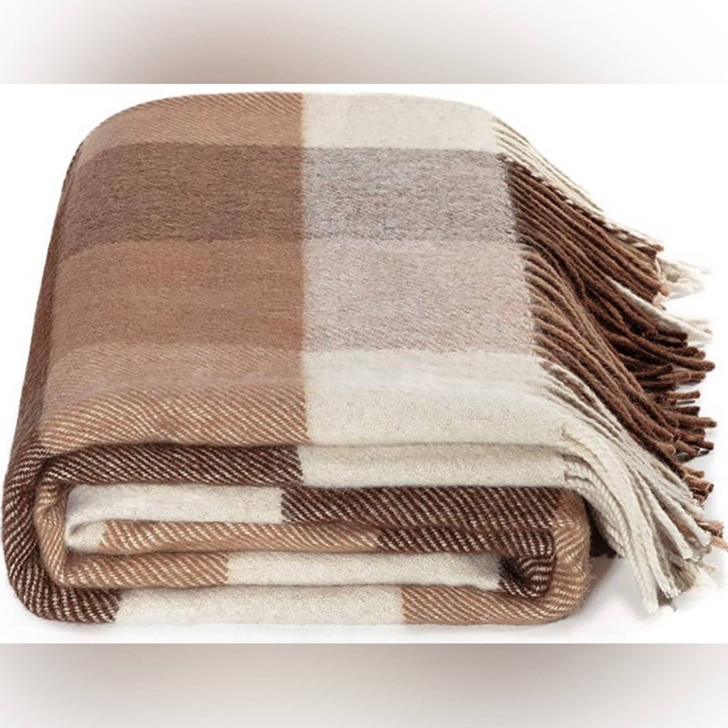Farridoro Wool Fringe Throw Blanket 51inches with 67inches Decorative All Season