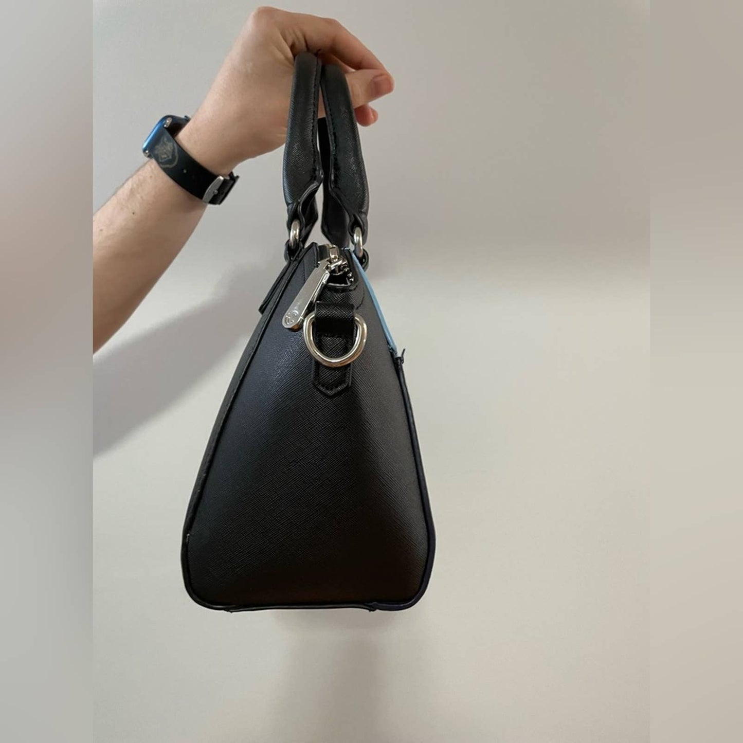 Charming Charlie Blue/Black/Gray Color Block Structure Hand Bag