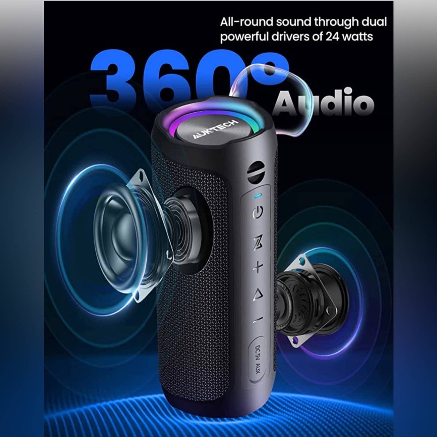 AUKTECH Bluetooth Speakers - Portable Speakers Bluetooth Wireless(100ft), 24W