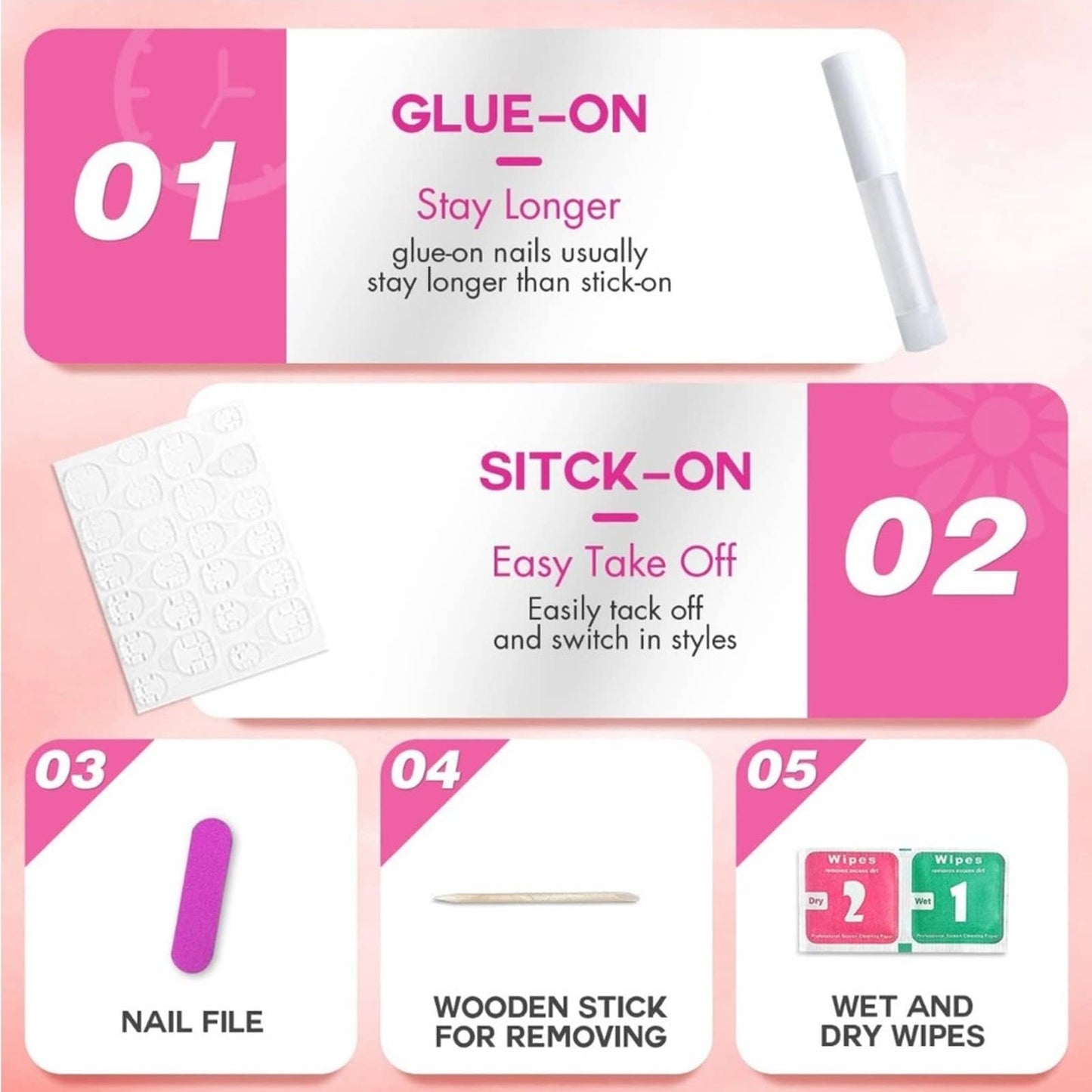 Glossy Press on Nails Long With Red Cherry Glitter Red With Nail Glue 24 PCS