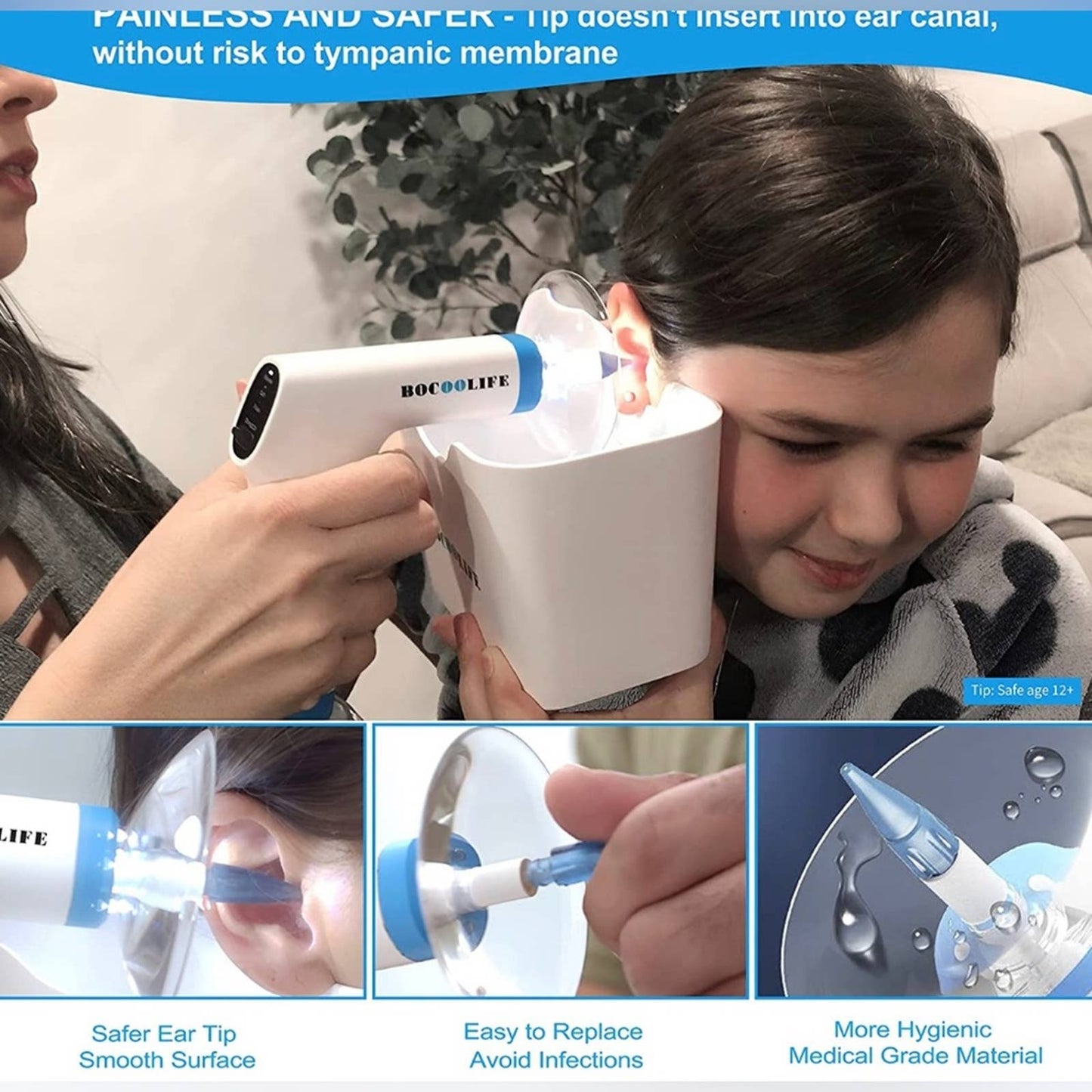 BOCOOLIFE Electric Ear Wax Removal Ear Irrigation Water Cleaner Kit