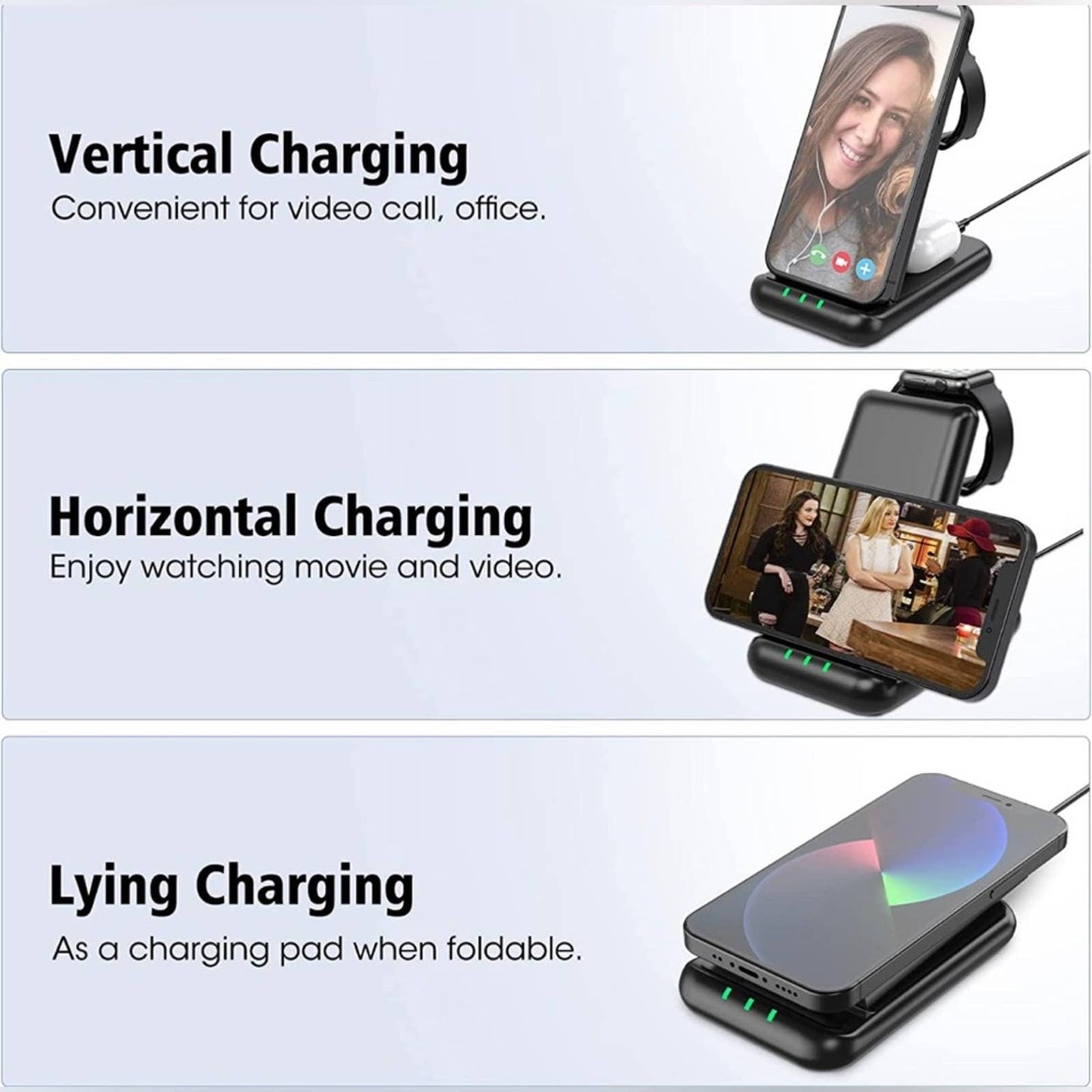 Wireless Charger, 3 in 1 Wireless Charging Station for iPhone