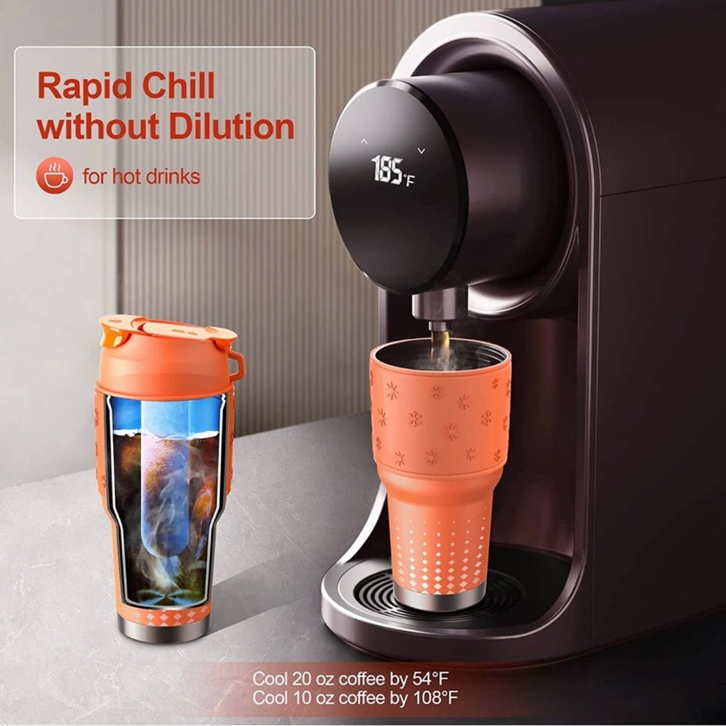 Tumbler with Instant Chiller, Iced Coffee Maker Tumbler Stainless Steel 30 Oz