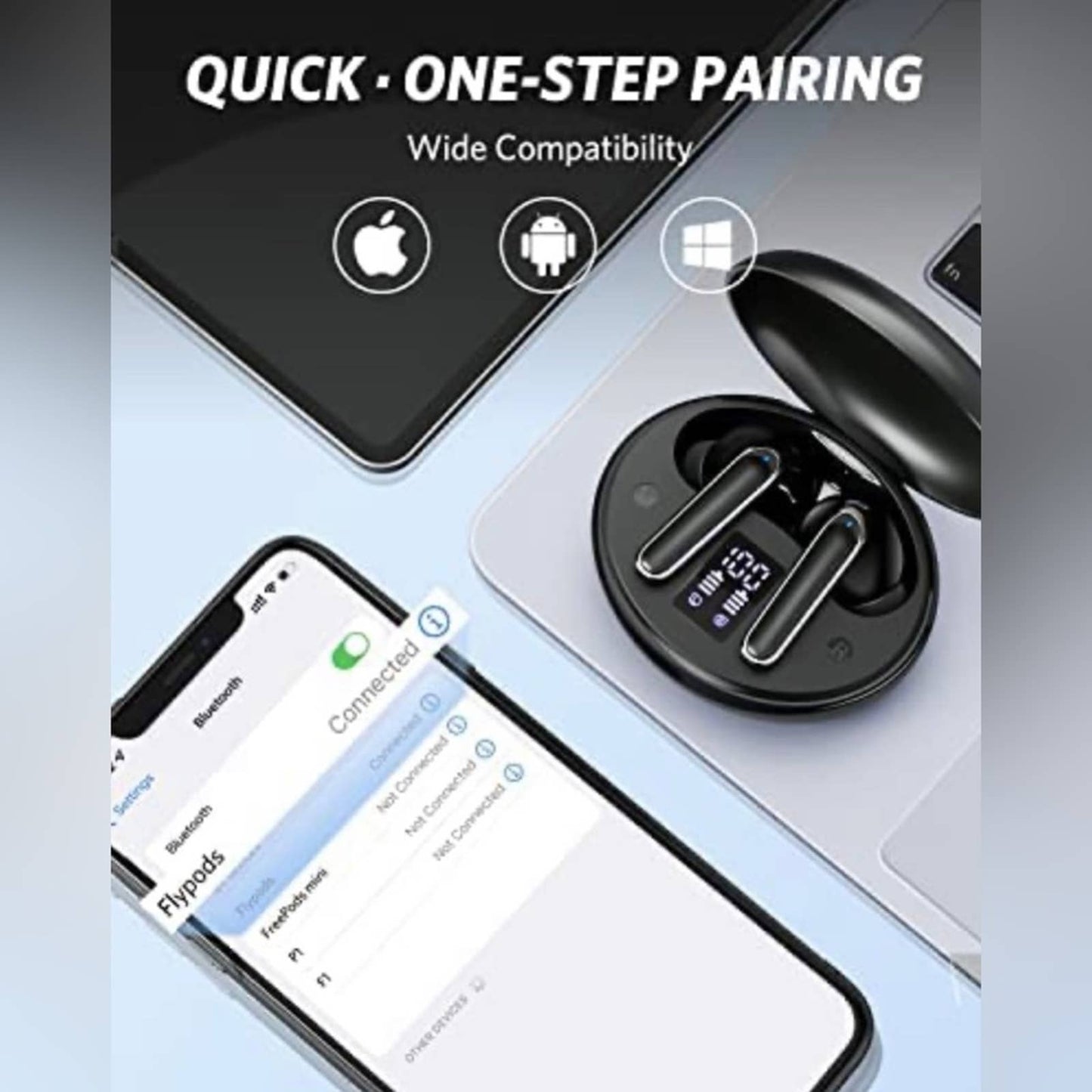 Earbuds Wireless Bluetooth Headphones LED Power Display in Ear Headset Bluetooth