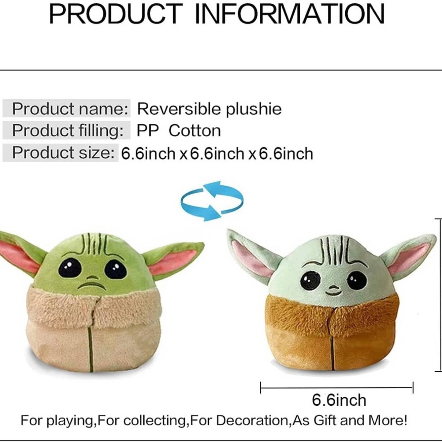6.6 Inches Reversible Plush Doll, to Show Your Mood - The Best Birthday Gift