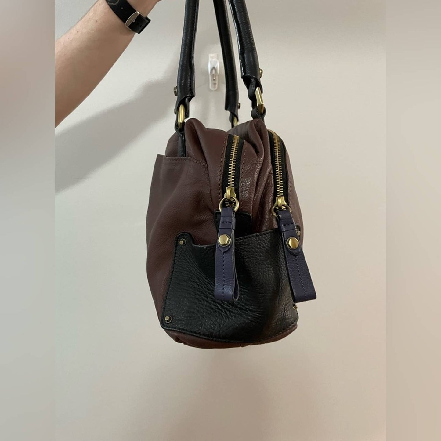 Oryany Full Leather Color Block Shoulder Bag