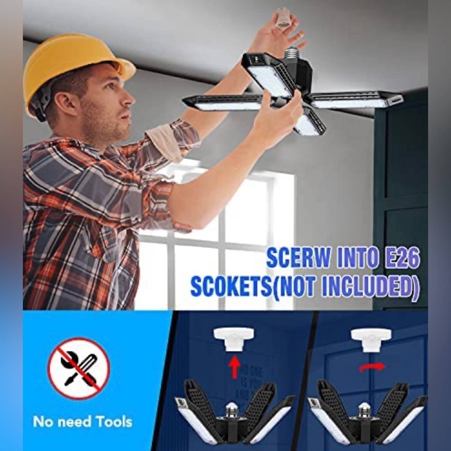 Garage Lights, 2 Pack LED Garage Light, 80W Ceiling LED Shop Lights, 10000LM