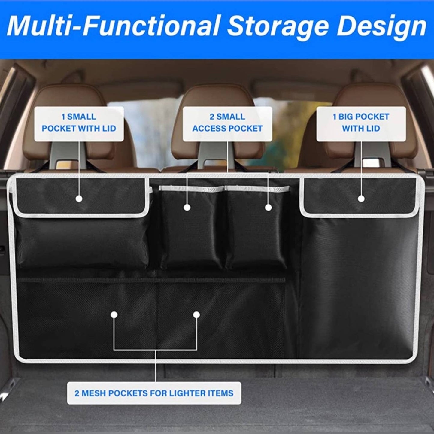 ANUINIT Trunk Organizer for Car Suv Truck Van, Hanging Car Trunk Organizer
