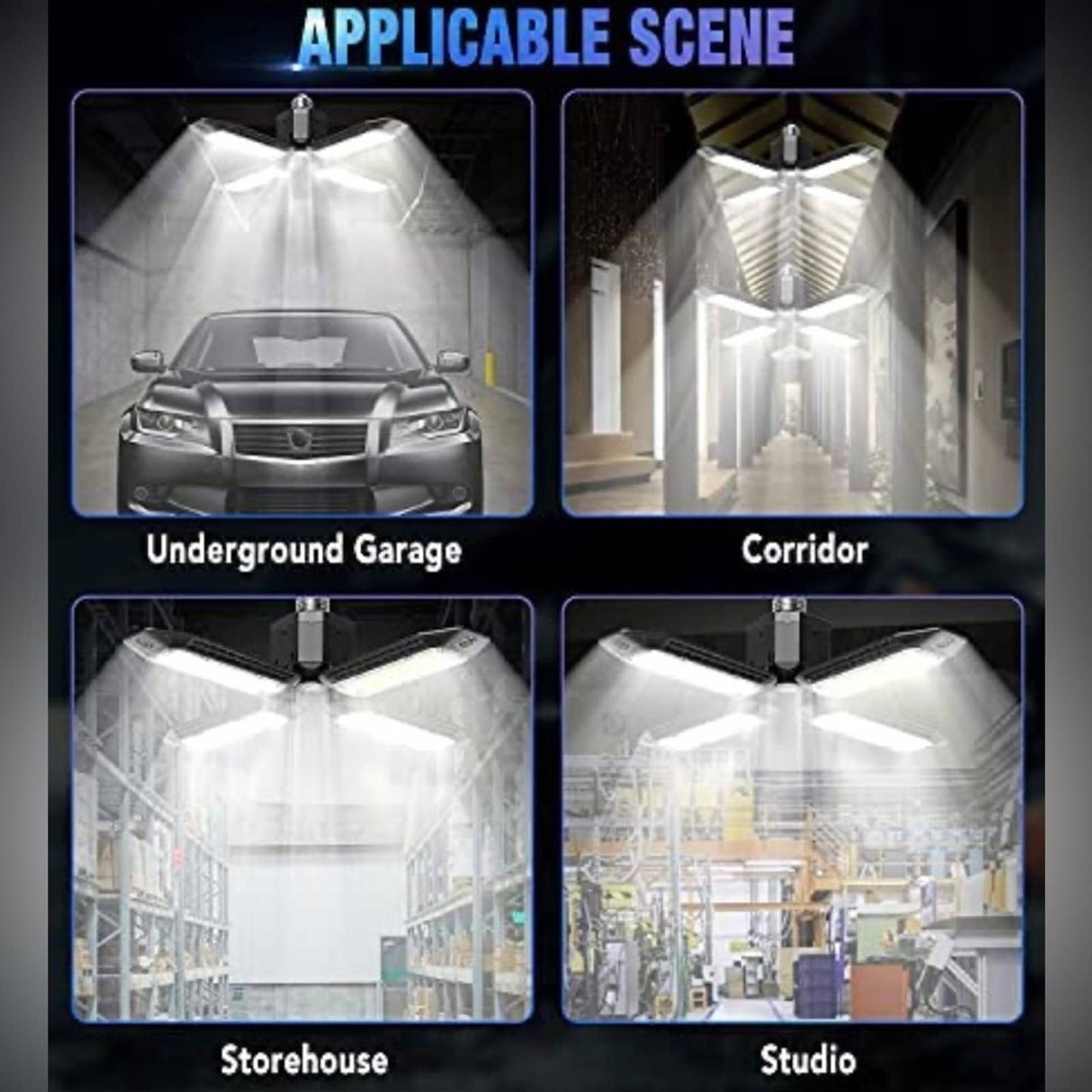 Garage Lights, 2 Pack LED Garage Light, 80W Ceiling LED Shop Lights, 10000LM