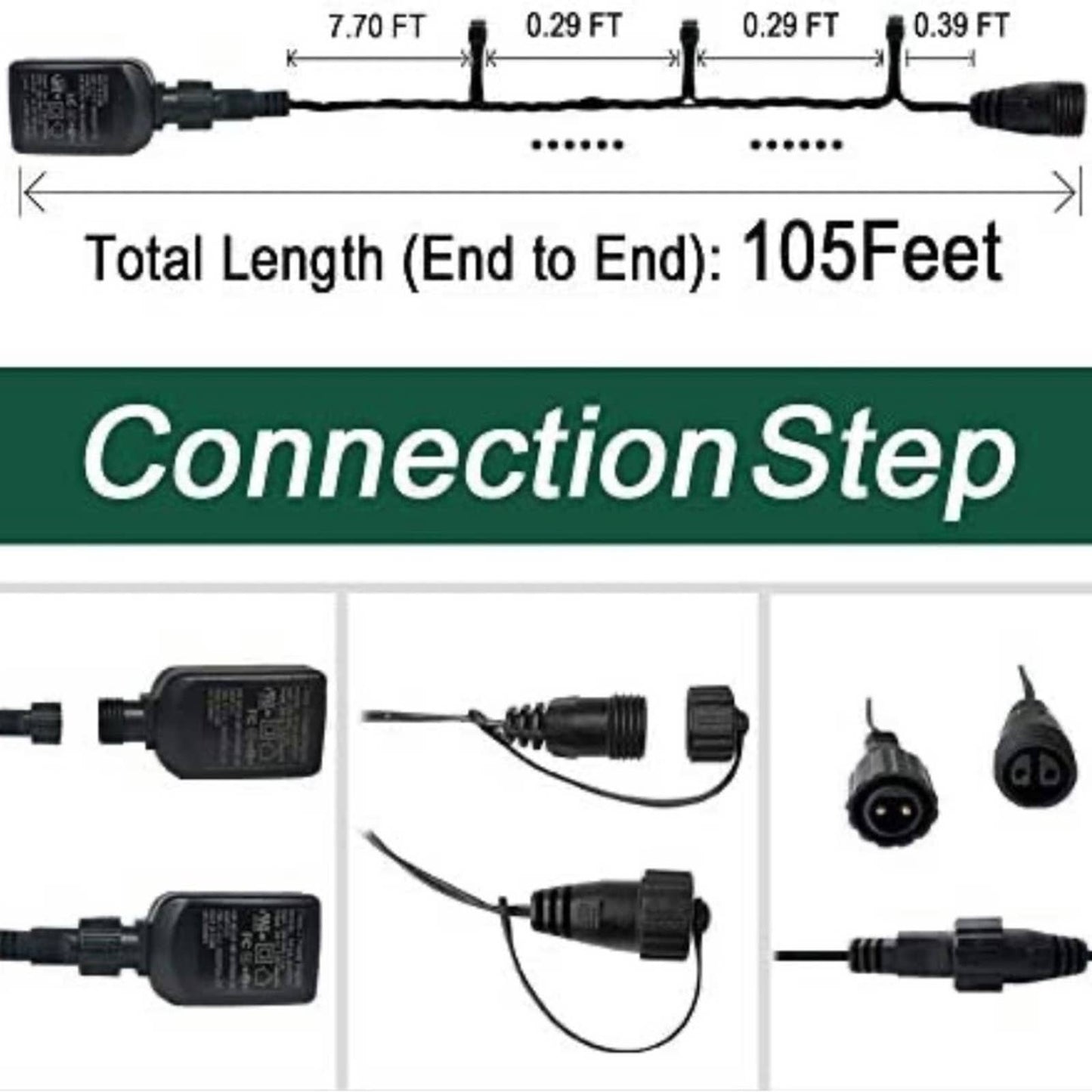 BlueBala LED Outdoor String Lights - Weatherproof (100FT/300LED, Cool White)