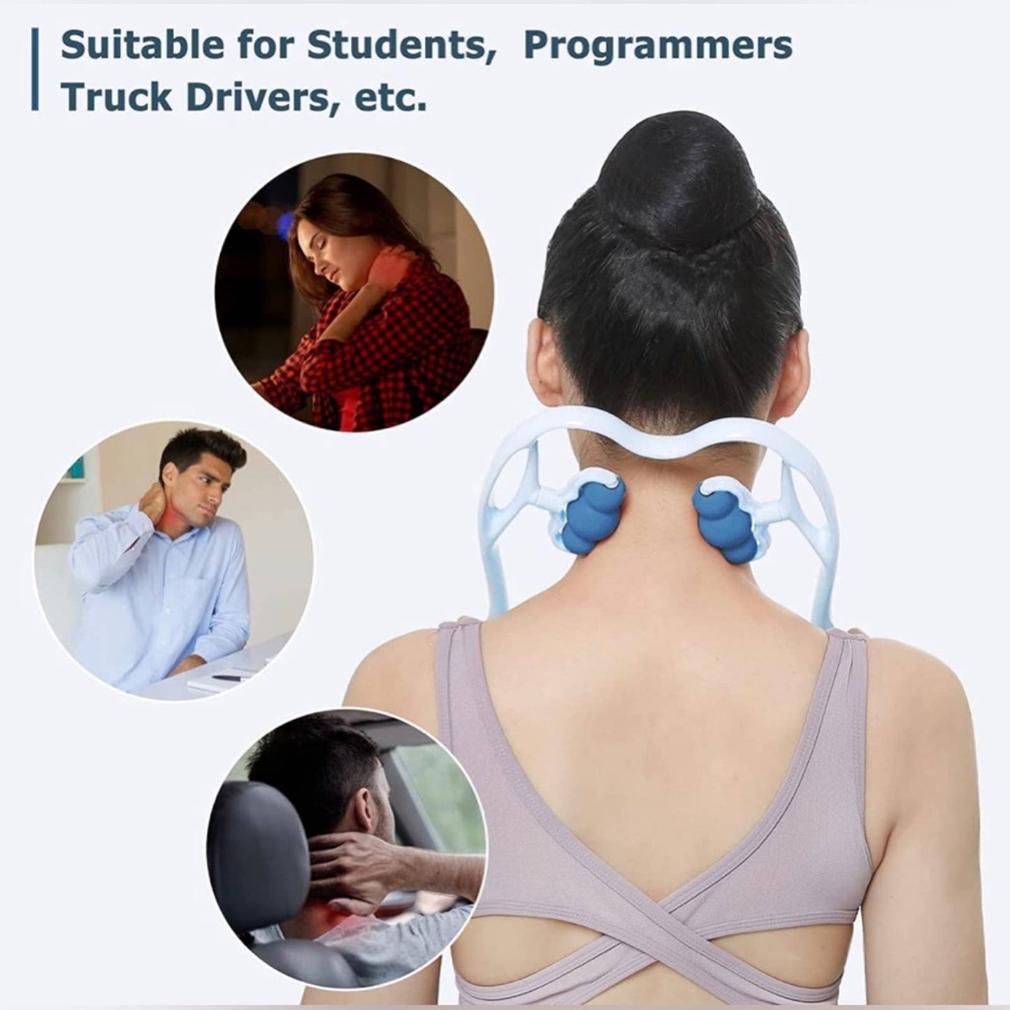 Neck Massager, Rolling and Pressure Point Massage-Blue(6 Massage Rollers)