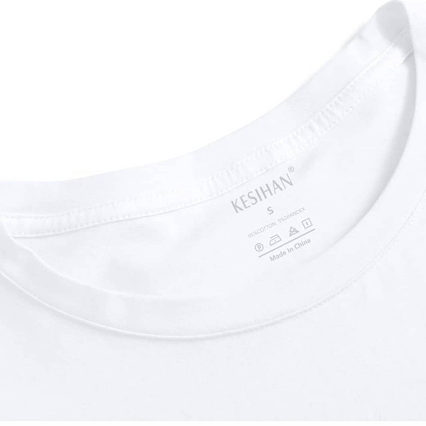 KESIHAN Men's Casual Cotton Spandex Striped T-Shirt Basic Pullover Stripe