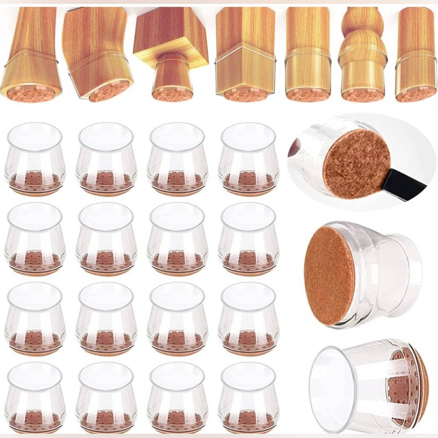 16 Packs Chair Legs Floor Protectors ,Silicone Furniture Pads for Hardwood Floor