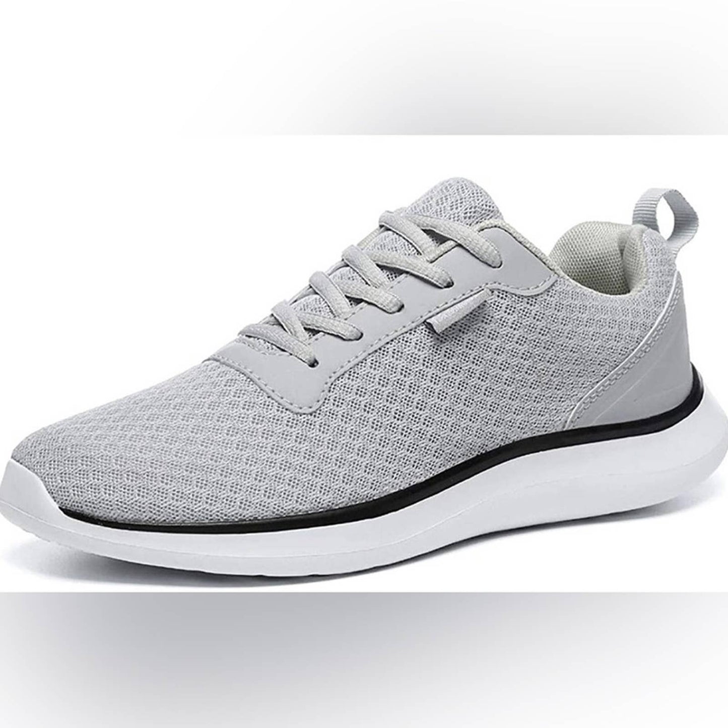 Men's Breathable Mesh Tennis Shoes Comfortable Gym Sneakers Light Grey Size 7.5