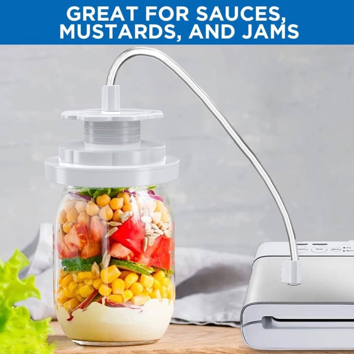 Atecess Jar Sealer Compatiable for FoodSaver Vacuum Sealer (TC-White+Pump)