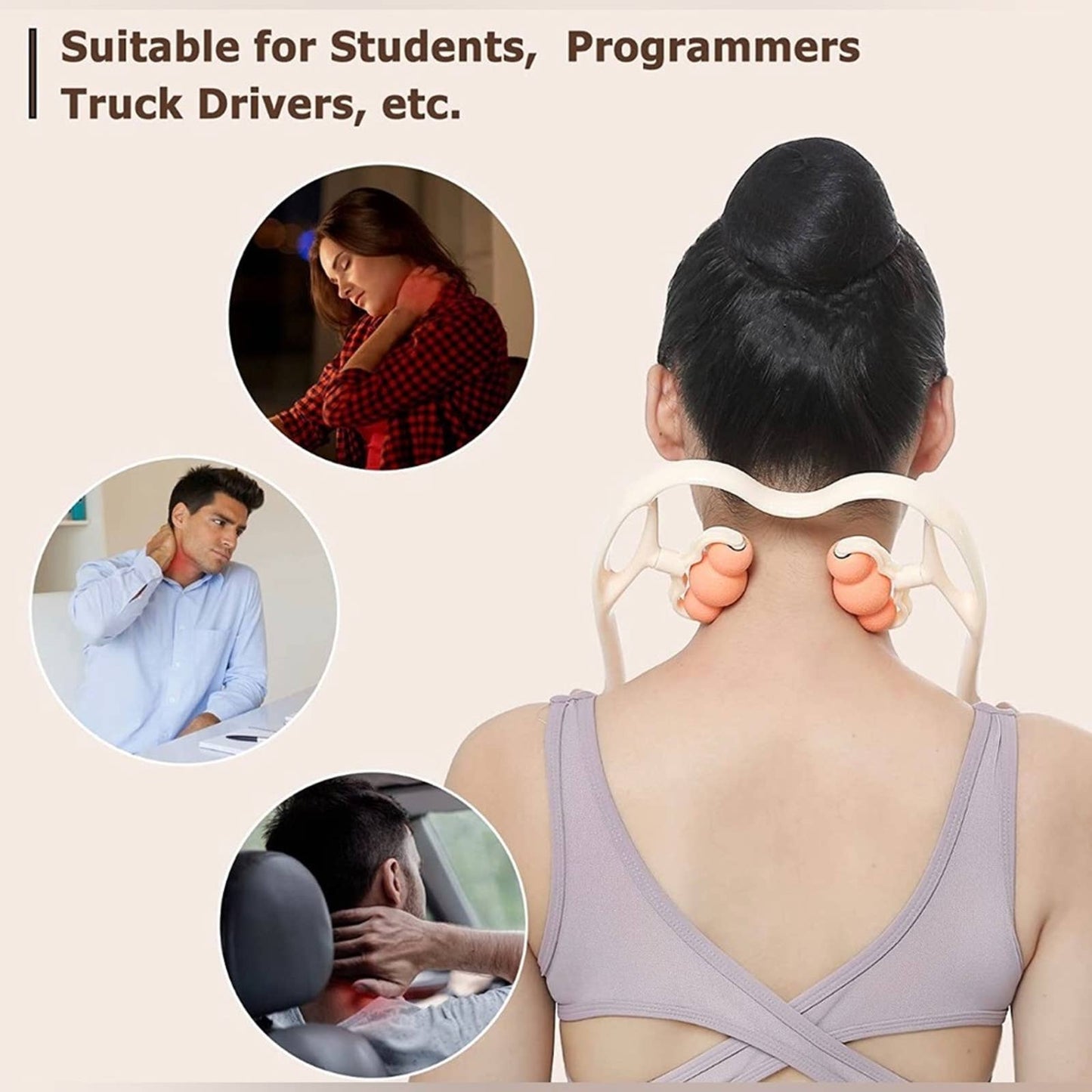 Neck Massager, Rolling and Pressure Point Massager-Orange(6 Massage Roller Ball)