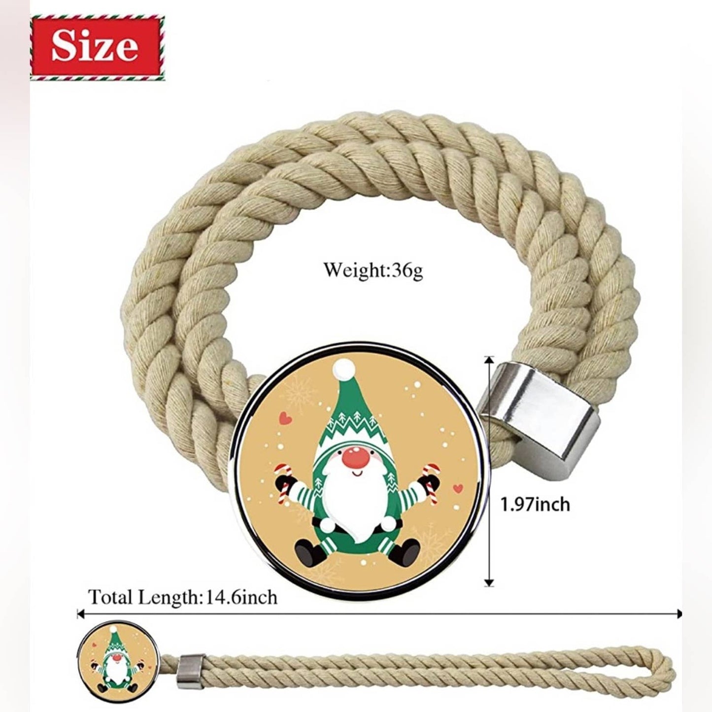 Porlau Christmas Curtain Tieback Cotton Rope Curtain Tie Backs Santa Dark Beige